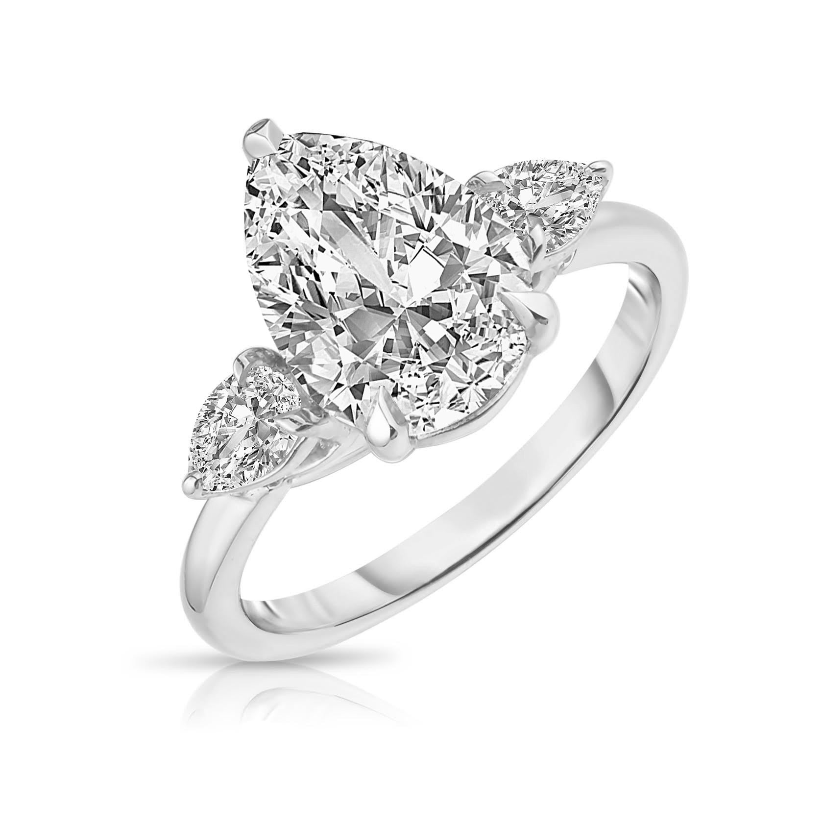 2.00 Carat Pear Shape Engagement Ring with Sidestones