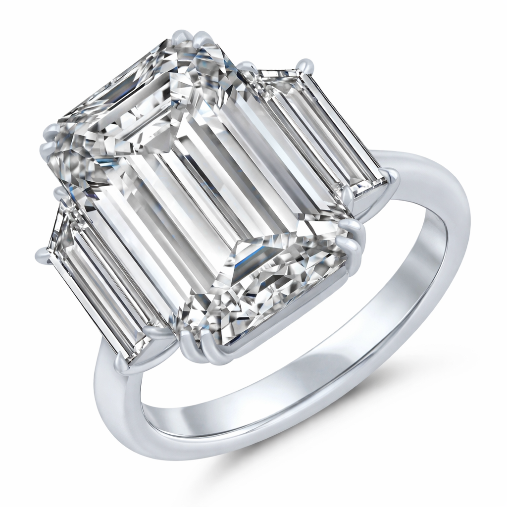 Emerald Cut Three-Stone Diamond Ring