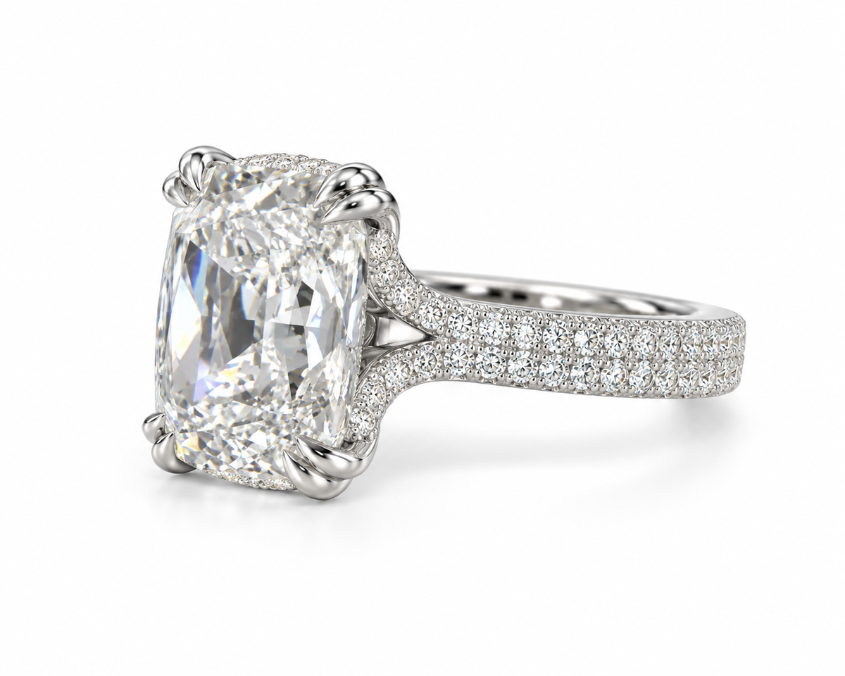 Aurora Double Band – 5ct Old Miner Elongated Cushion
