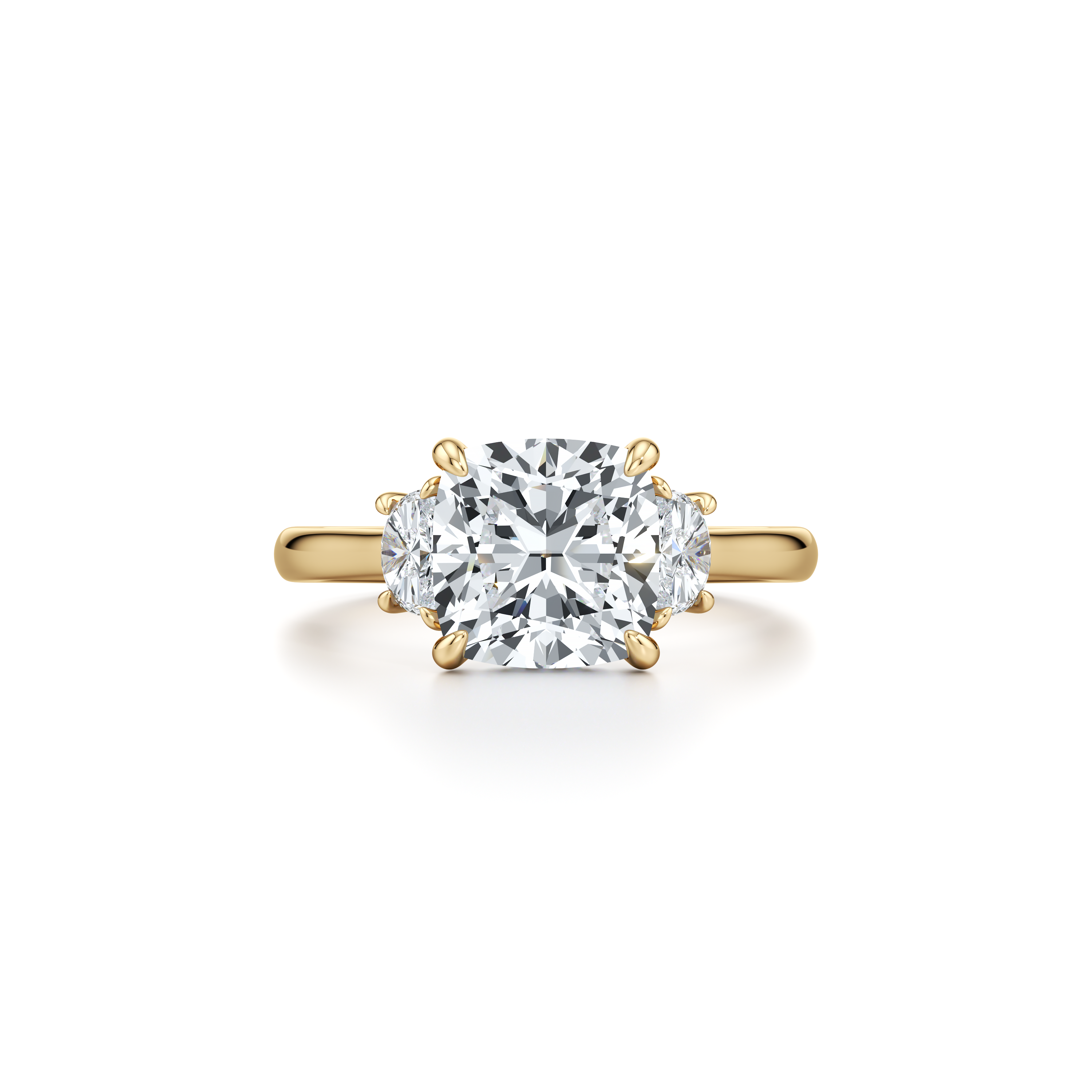 Precious Metal:18k Yellow Gold;Cut Shape:Elongated Cushion