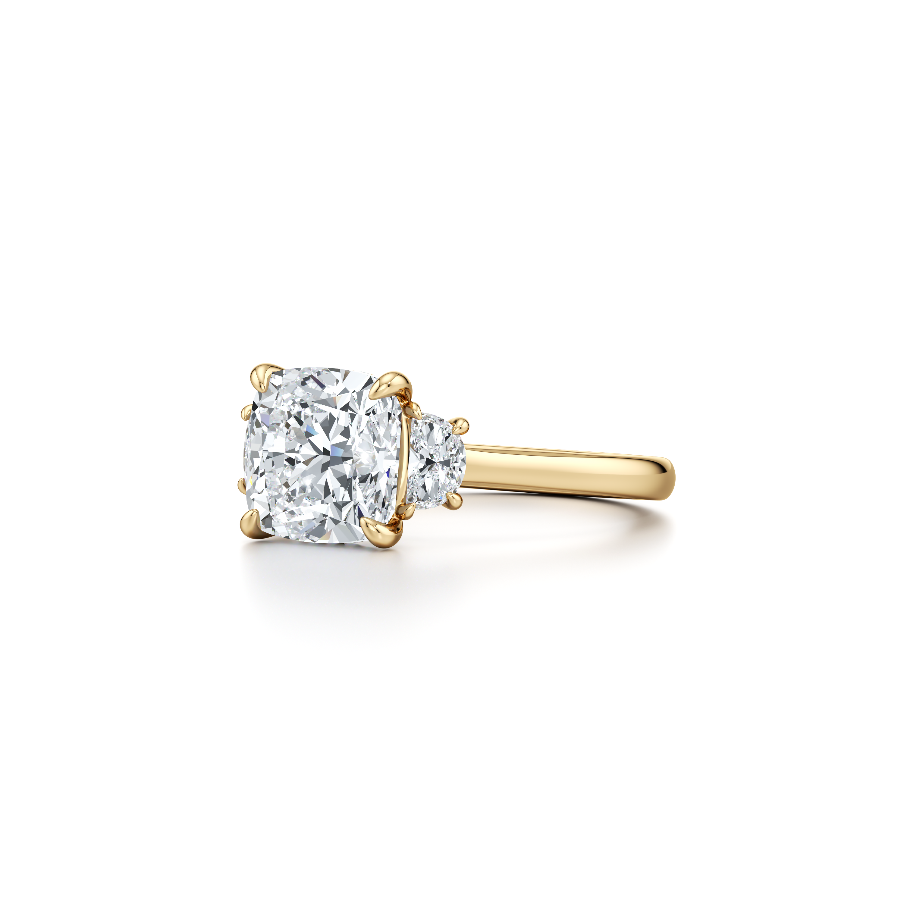 Chelsea Elongated Cushion Cut Three Stone Engagement Ring