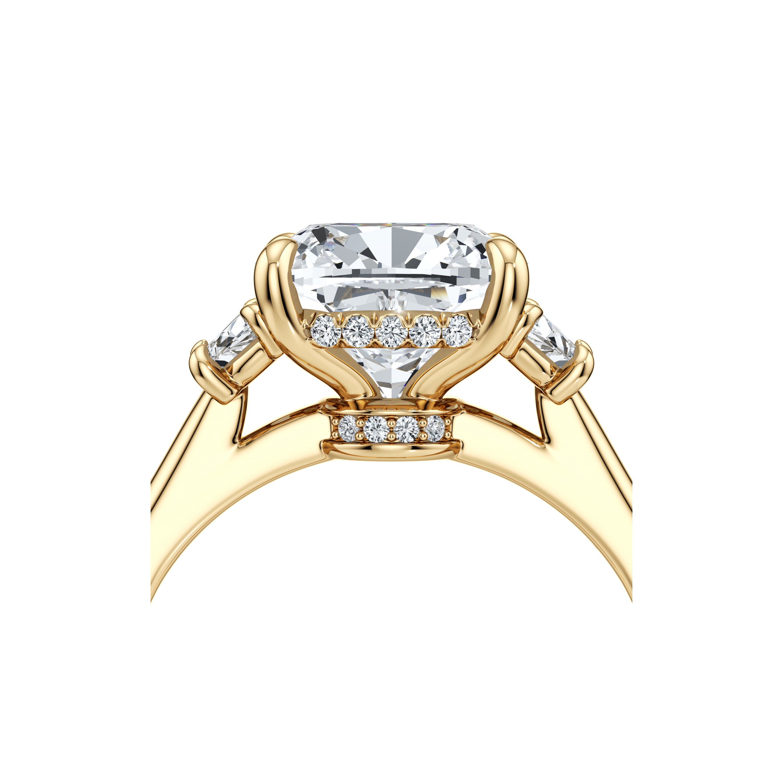 Chelsea Cushion Cut Three Stone Lab Diamond Engagement Ring