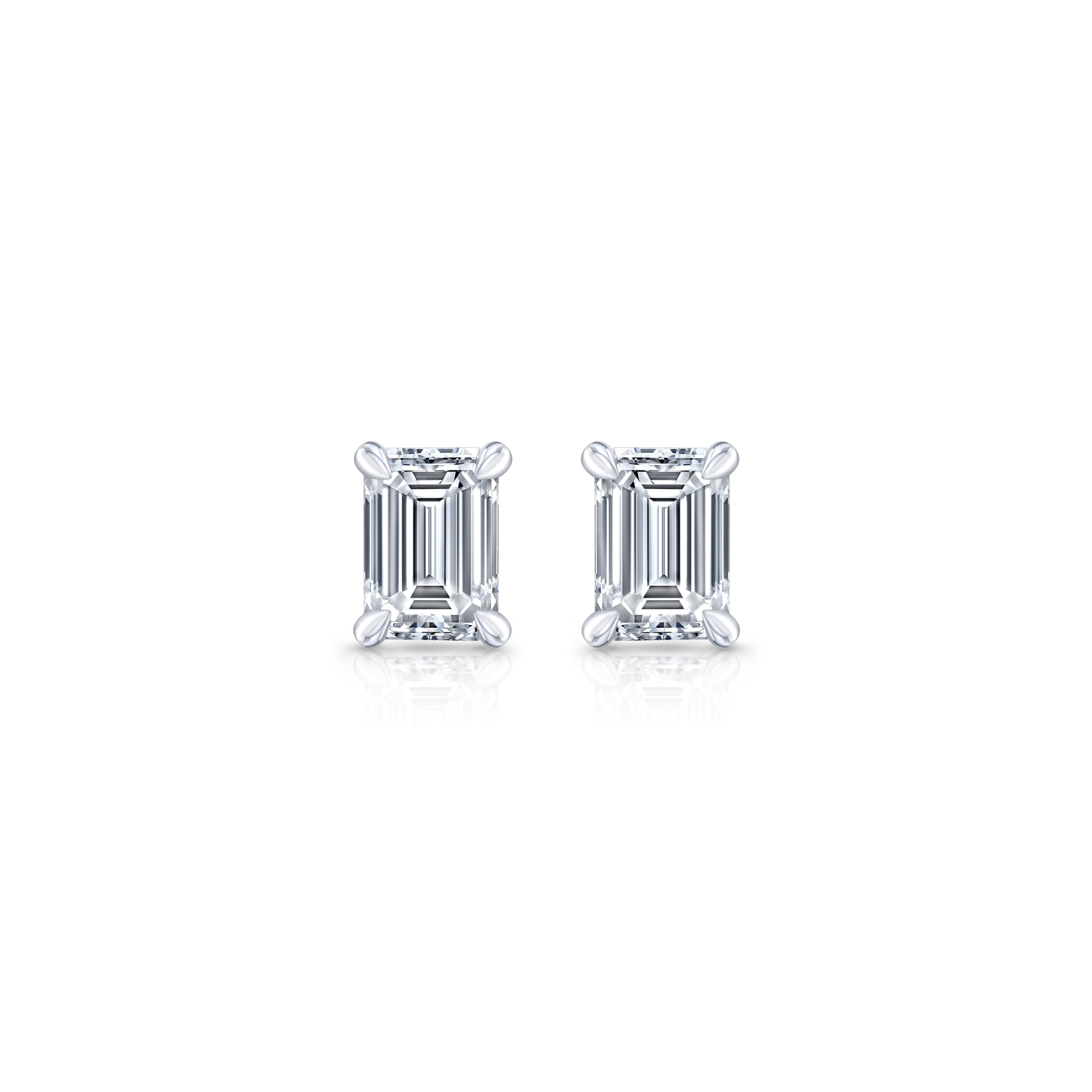 Chelsea Lab Diamond Emerald Stud Earrings Platinum  Pair|Precious Metal:Platinum;