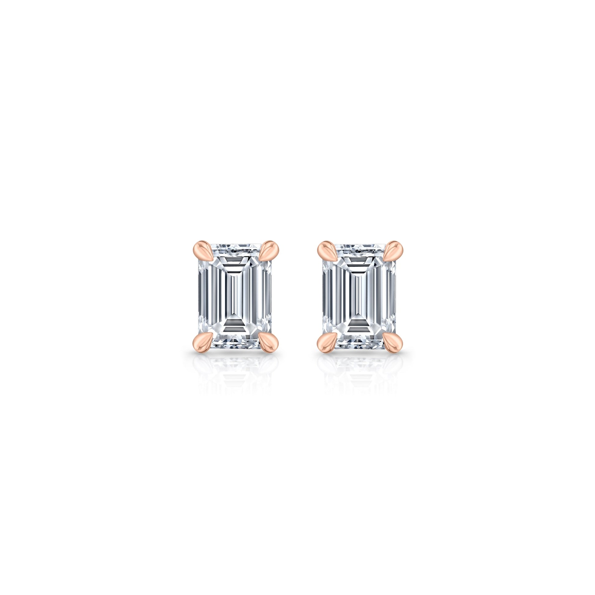 Chelsea Lab Diamond Emerald Stud Earrings 18k Rose Gold  Pair|Precious Metal:18k Rose Gold;