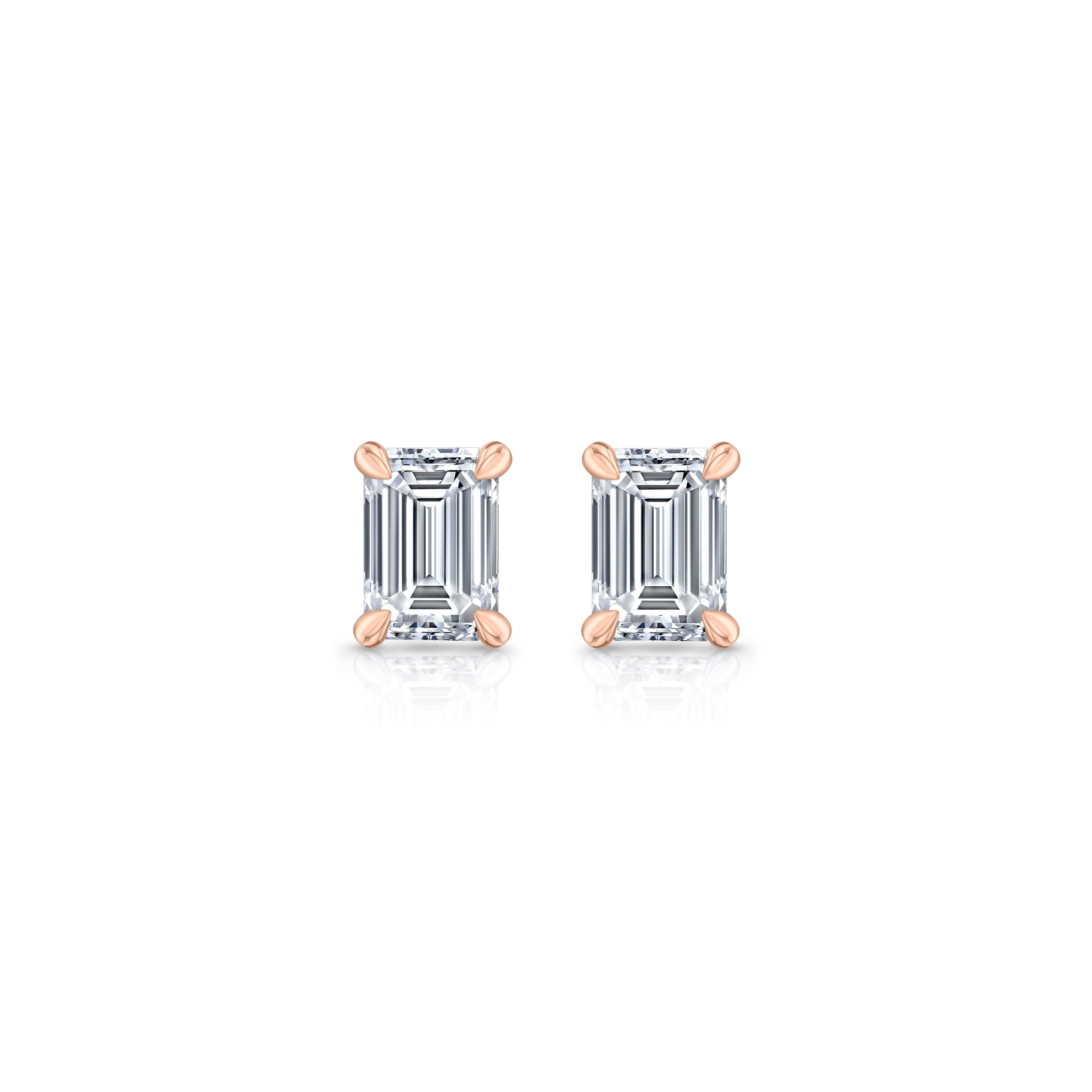 Chelsea Lab Diamond Emerald Stud Earrings 18k Rose Gold  Pair|Precious Metal:18k Rose Gold;