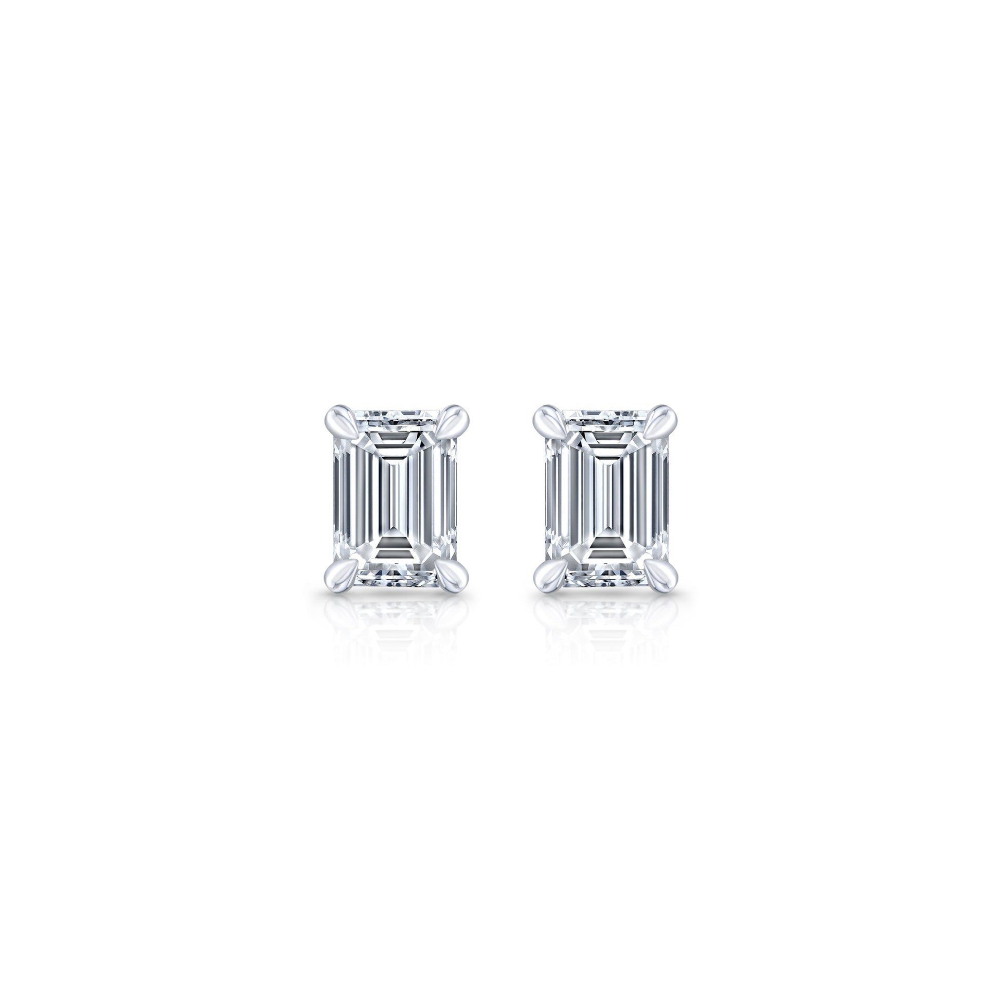 Chelsea Lab Diamond Emerald Stud Earrings 18k White Gold  Pair|Precious Metal:18k White Gold;