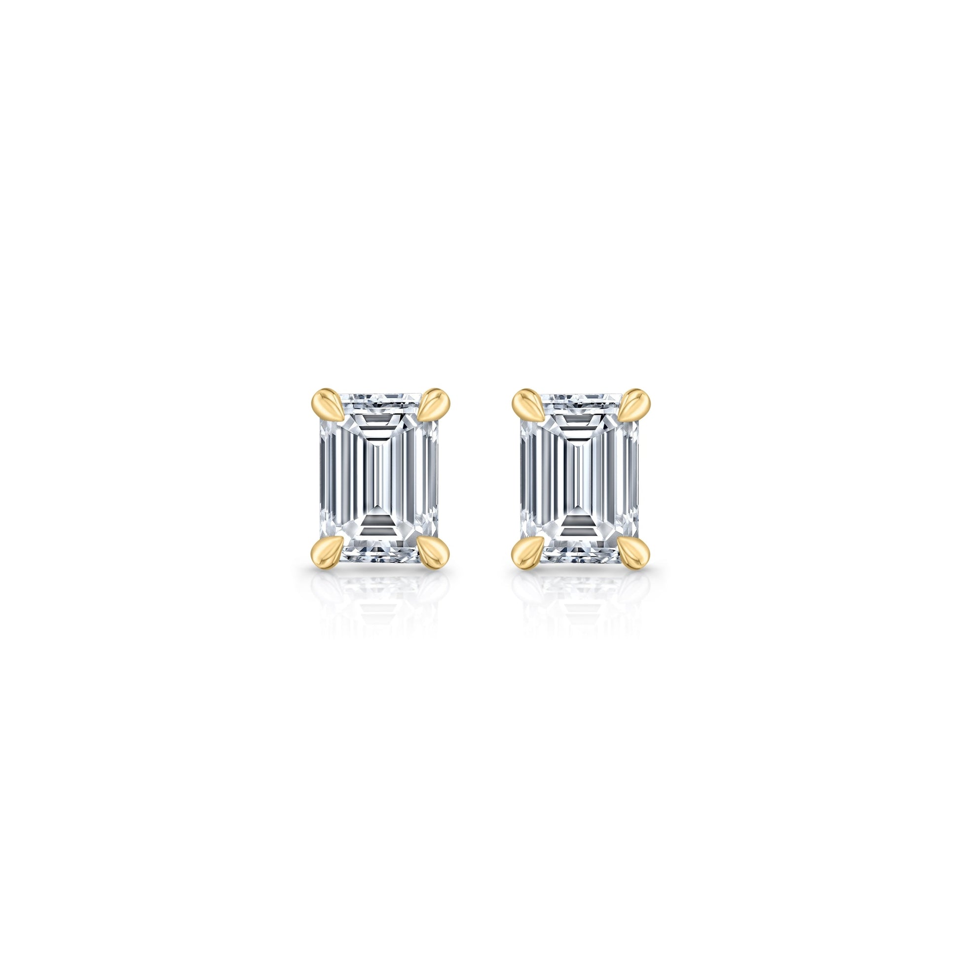 Chelsea Lab Diamond Emerald Stud Earrings 18k Yellow Gold  Pair|Precious Metal:18k Yellow Gold;