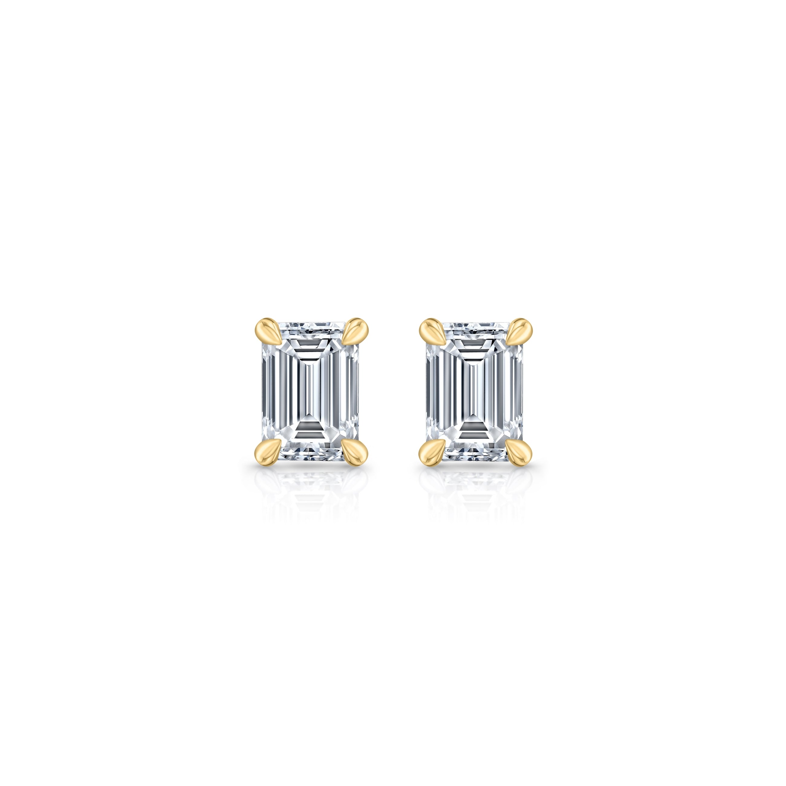 Chelsea Lab Diamond Emerald Stud Earrings 18k Yellow Gold  Pair|Precious Metal:18k Yellow Gold;