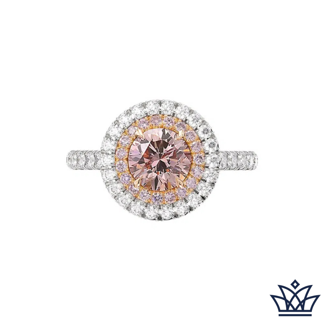 Pink Diamond Halo Engagement Ring