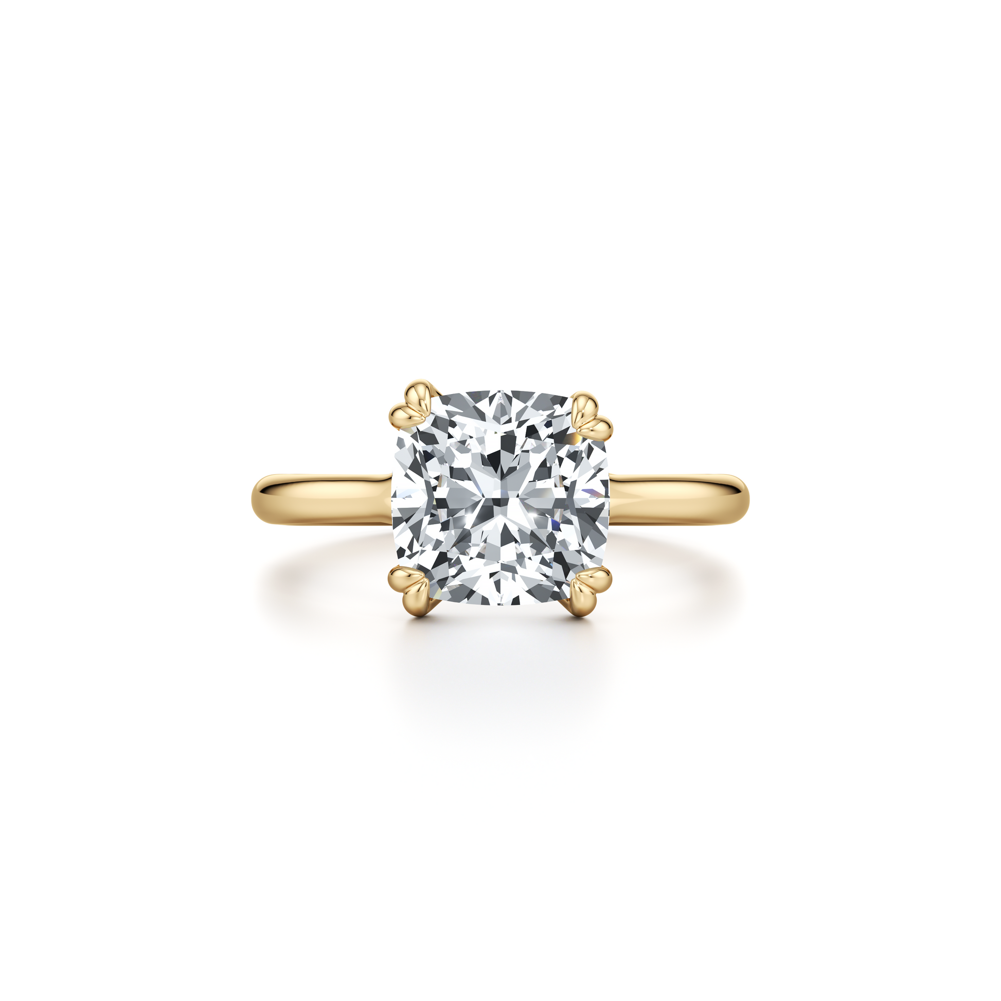 Precious Metal:18k Yellow Gold;Cut Shape:Cushion