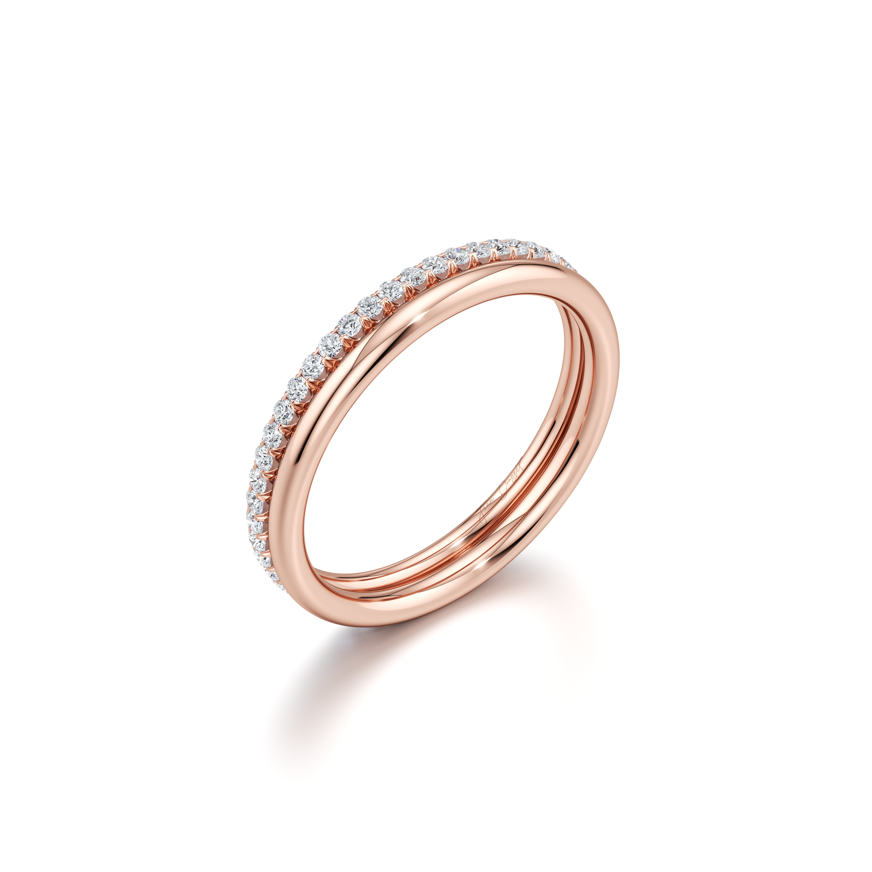 Elle Double Lab Diamond Eternity Band 18k Rose Gold  3/4 View|Precious Metal:18k Rose Gold