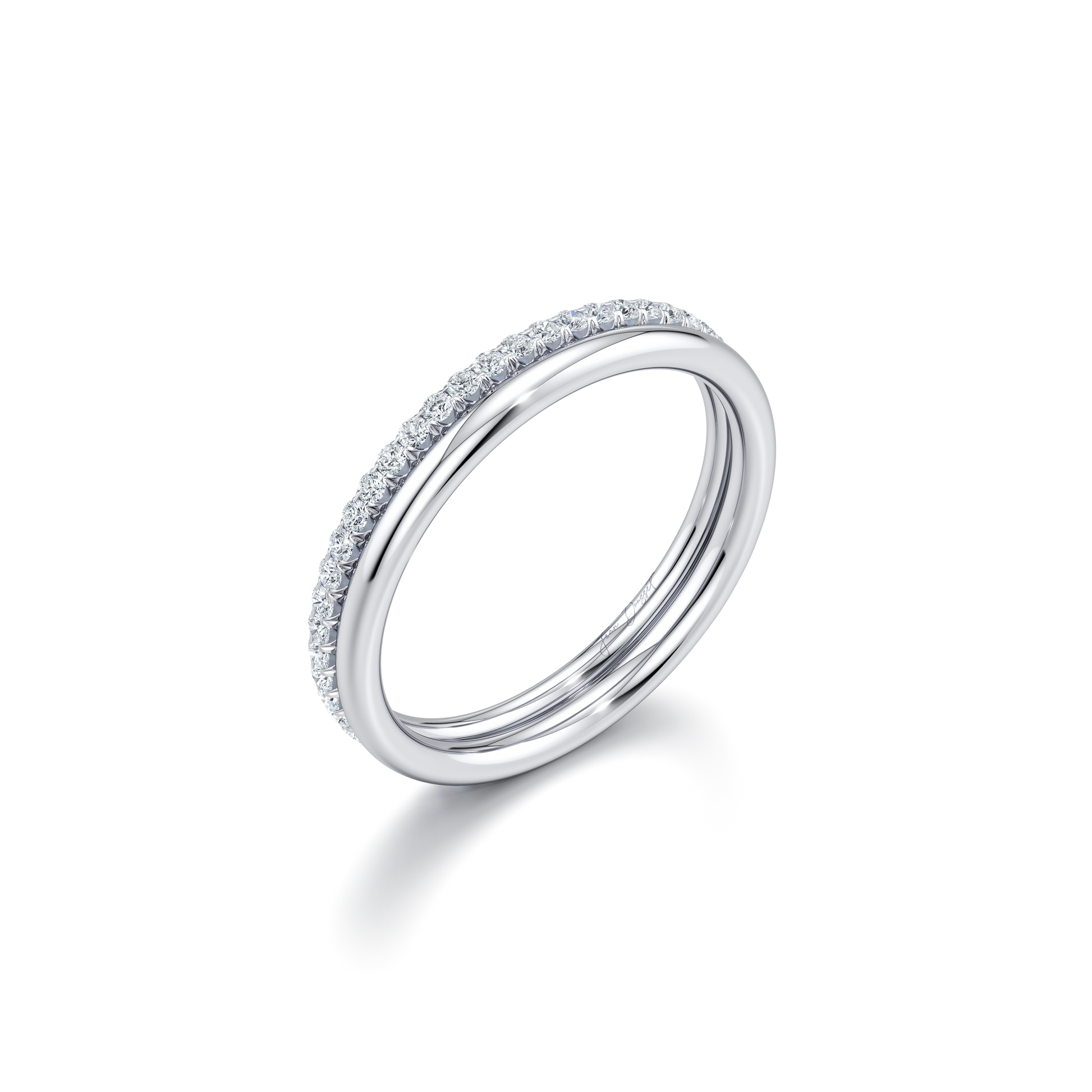 Elle Double Lab Diamond Eternity Band 18k White Gold  3/4 View|Precious Metal:18k White Gold