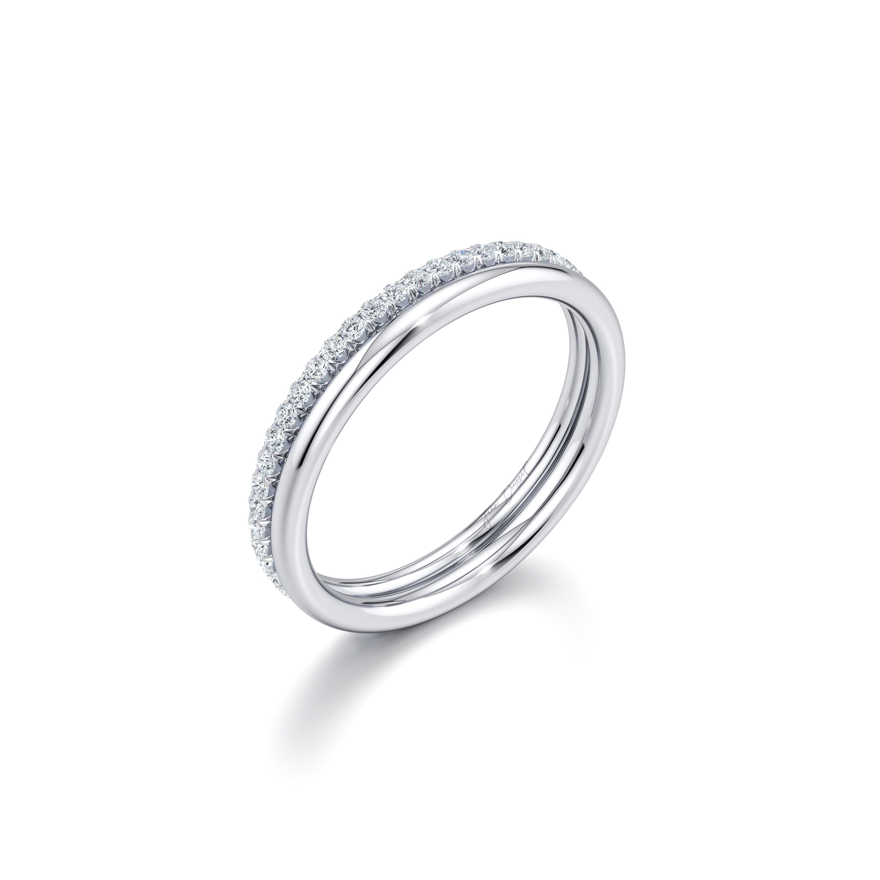 Elle Double Lab Diamond Eternity Band 18k White Gold  3/4 View|Precious Metal:18k White Gold