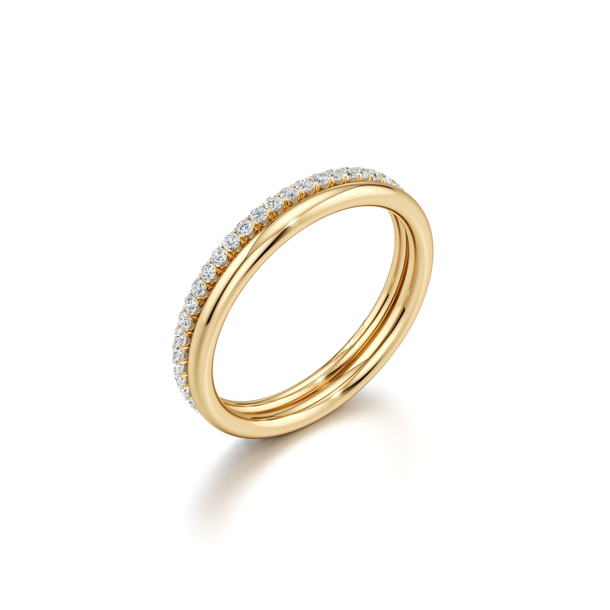 Elle Double Lab Diamond Eternity Band 18k Yellow Gold  3/4 View|Precious Metal:18k Yellow Gold