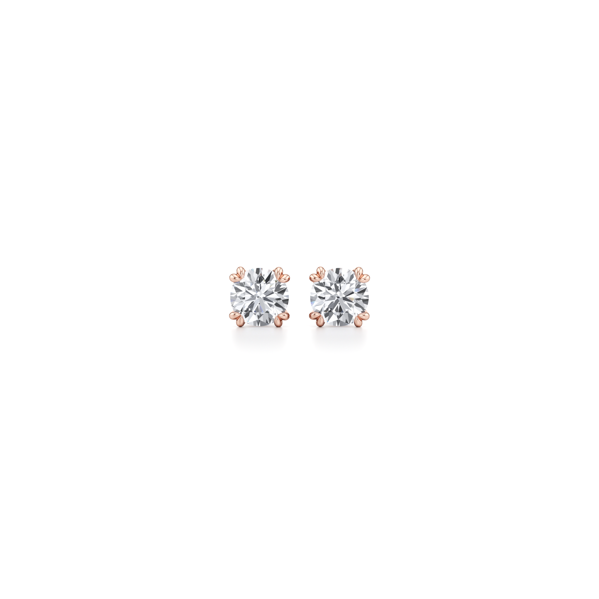 Elle Round Brilliant Lab Diamond Stud Earrings 18k Rose Gold 1 CTW,2 CTW Pair|Precious Metal:18k Rose Gold;Total Carat Weight:1 CTW,2 CTW;