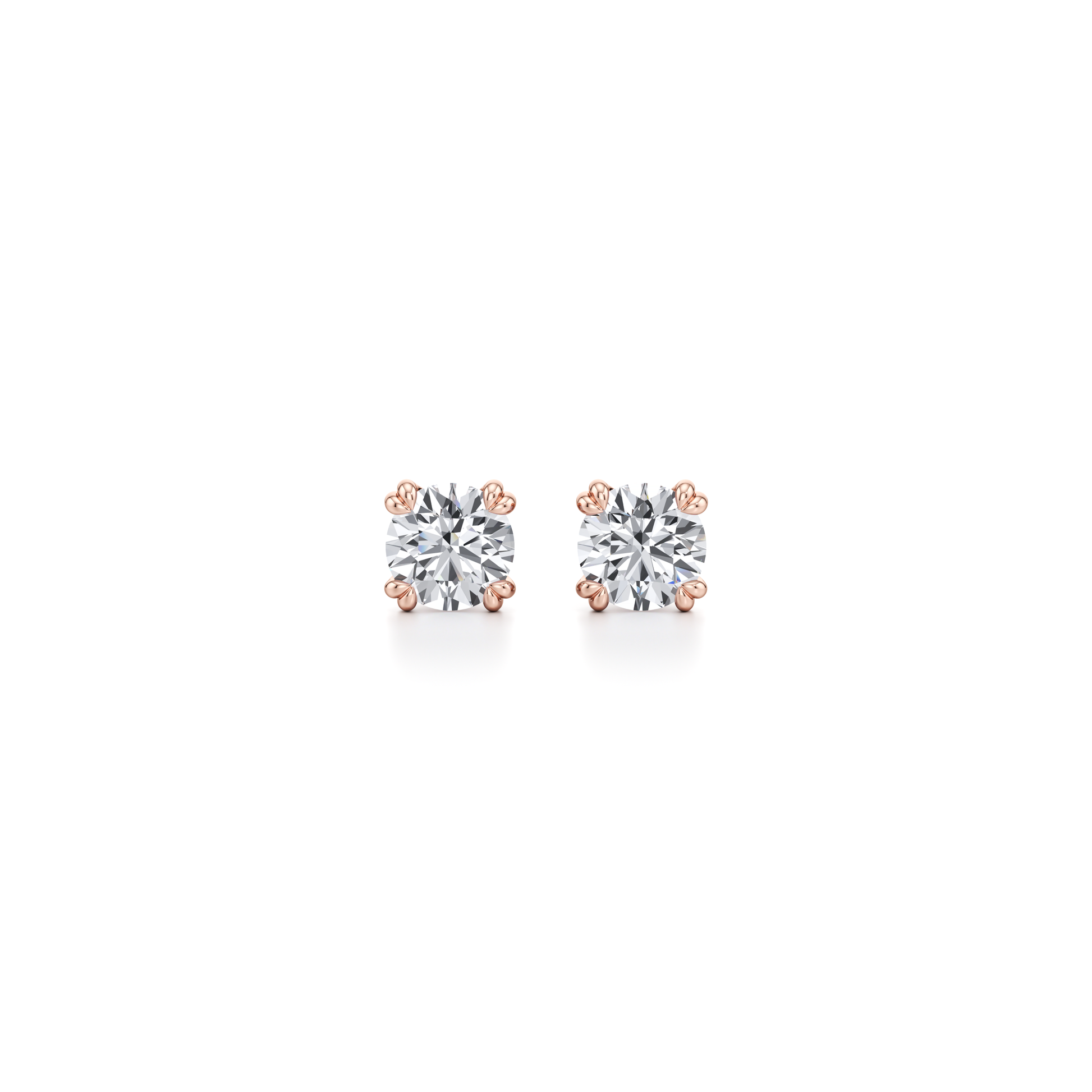 Elle Round Brilliant Lab Diamond Stud Earrings 18k Rose Gold 3 CTW Pair|Precious Metal:18k Rose Gold;Total Carat Weight:3 CTW;