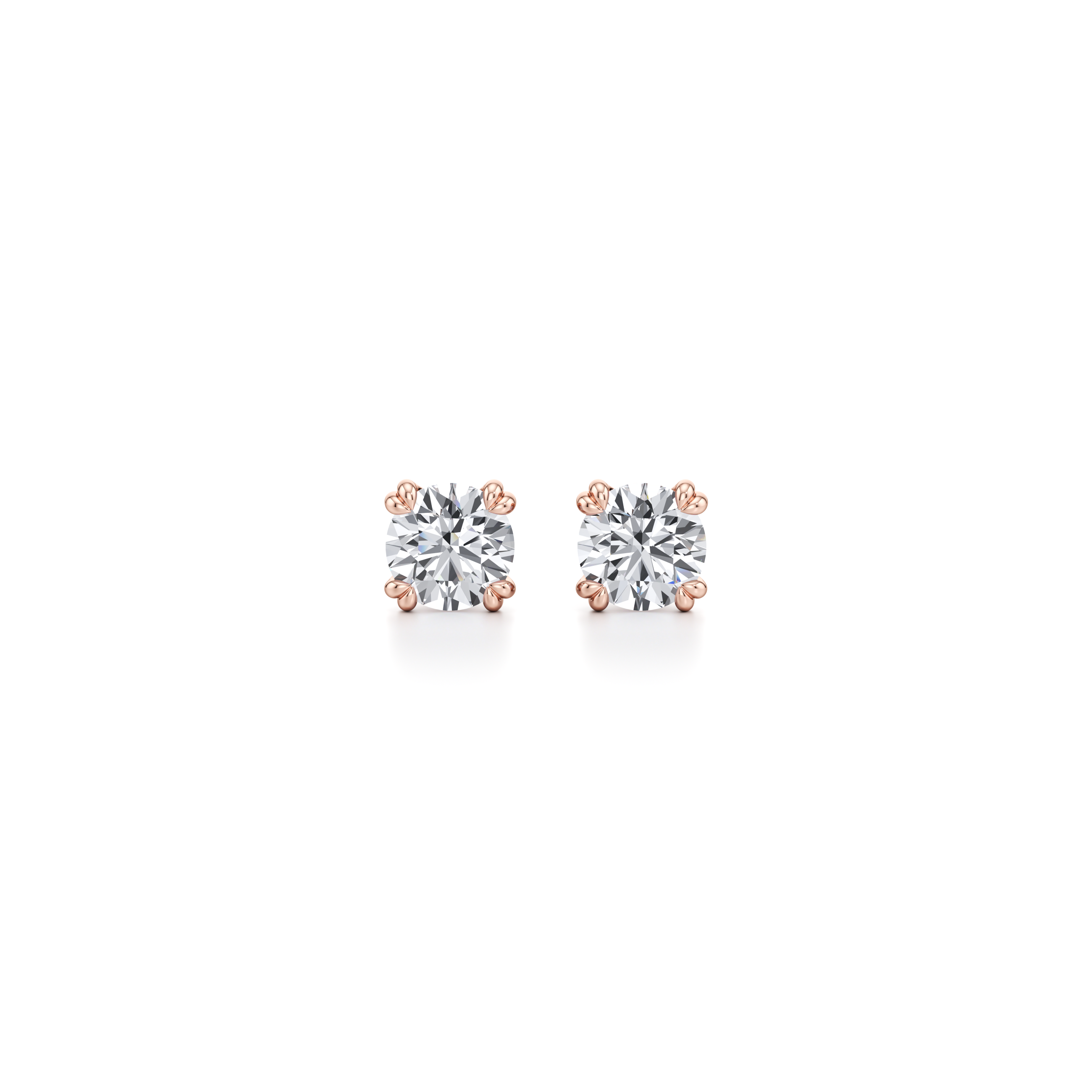Elle Round Brilliant Lab Diamond Stud Earrings 18k Rose Gold 3 CTW Pair|Precious Metal:18k Rose Gold;Total Carat Weight:3 CTW;