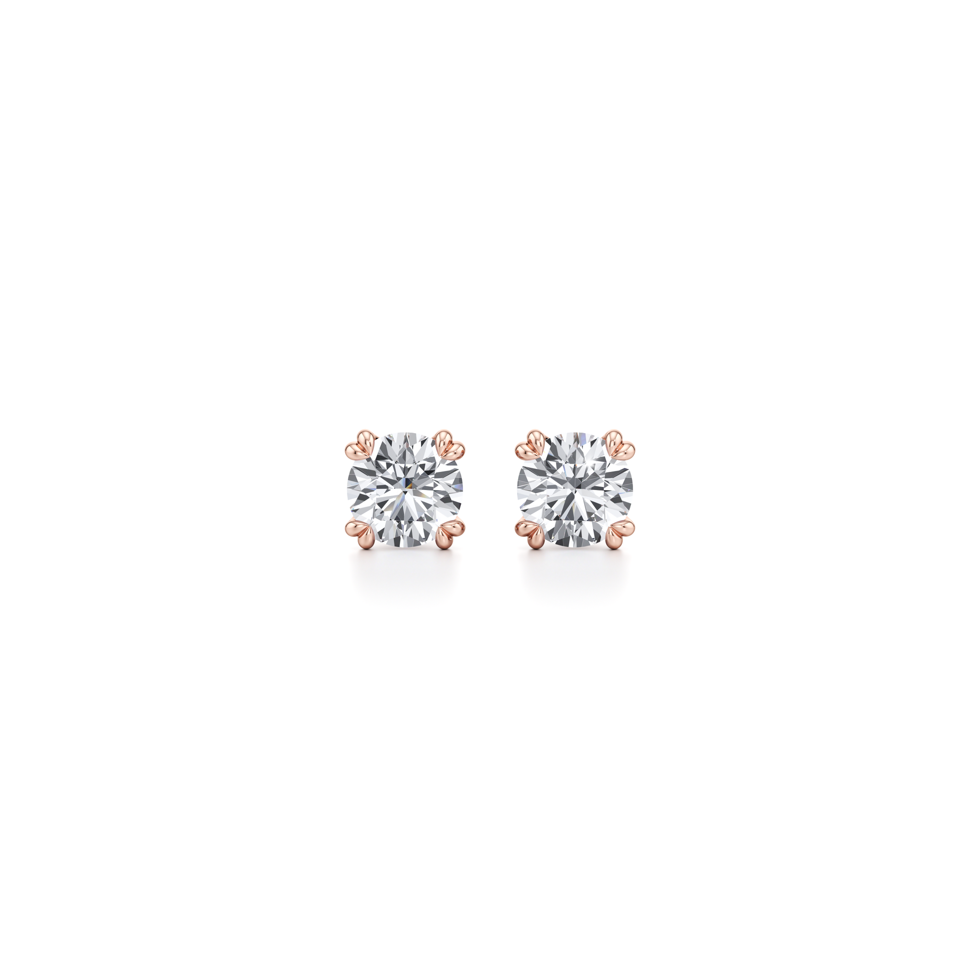 Elle Round Brilliant Lab Diamond Stud Earrings 18k Rose Gold 4 CTW Pair|Precious Metal:18k Rose Gold;Total Carat Weight:4 CTW;