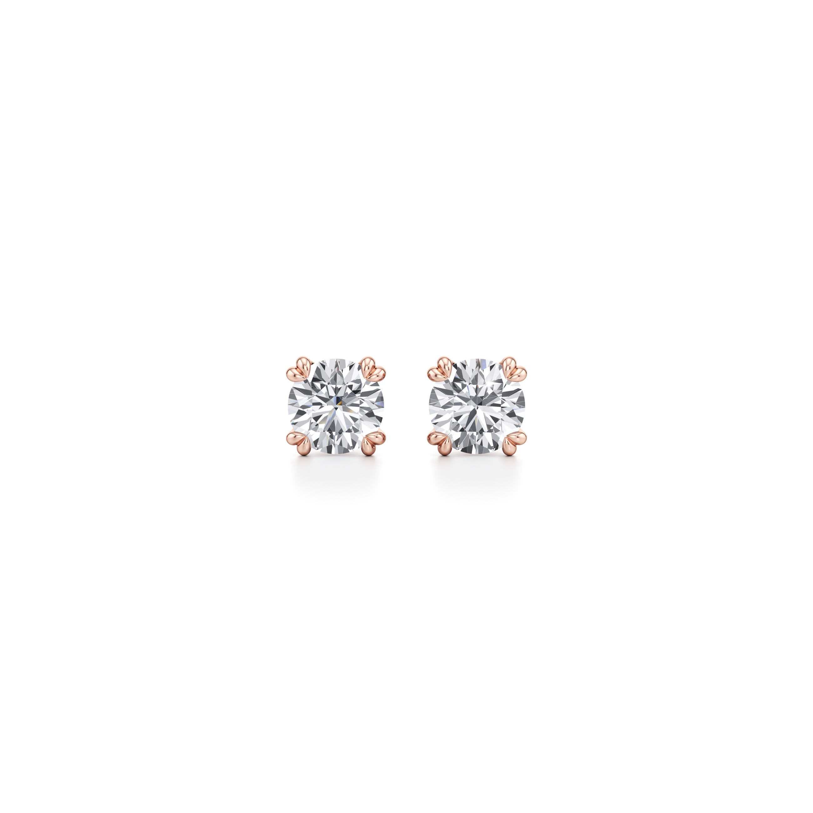 Elle Round Brilliant Lab Diamond Stud Earrings 18k Rose Gold 4 CTW Pair|Precious Metal:18k Rose Gold;Total Carat Weight:4 CTW;