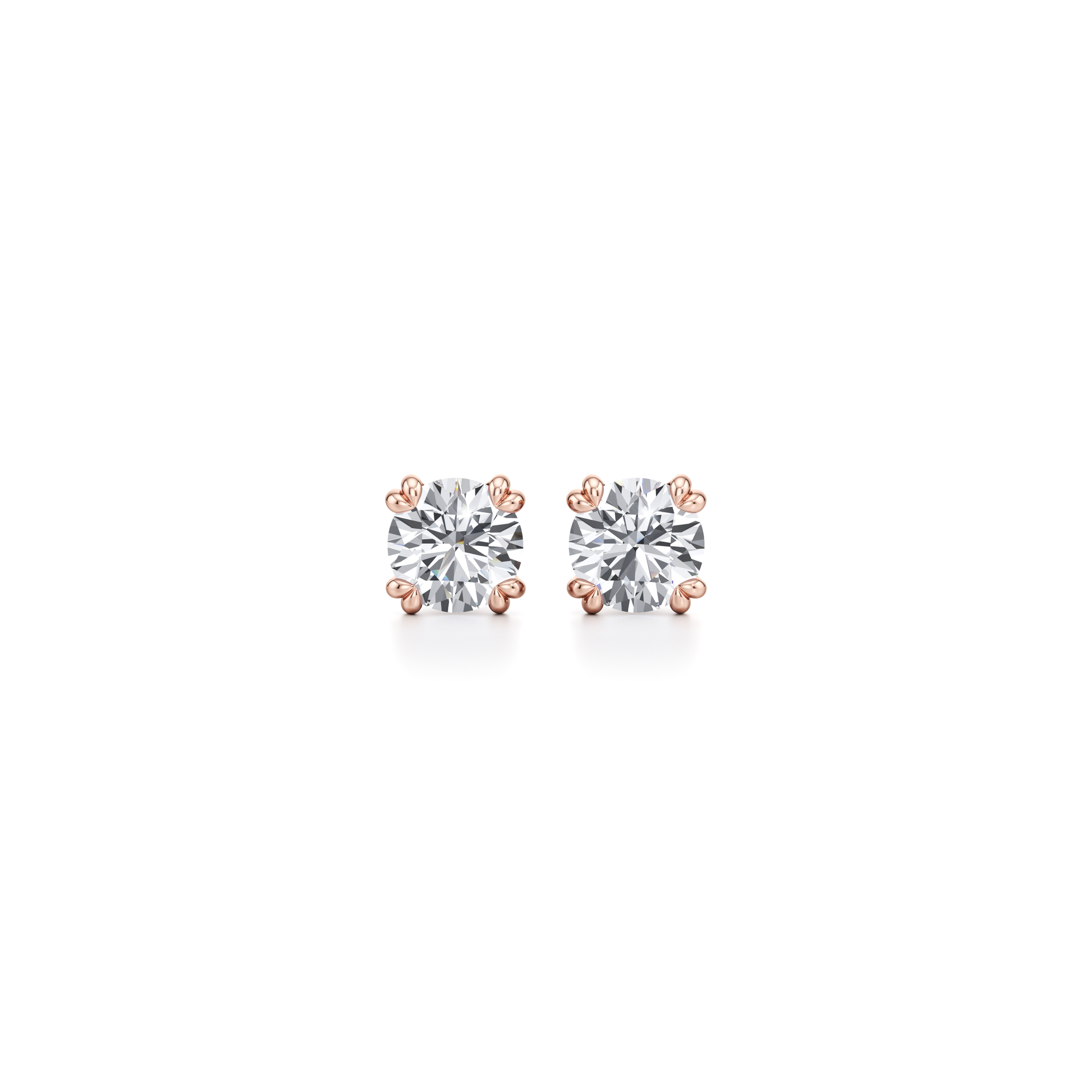 Elle Round Brilliant Lab Diamond Stud Earrings 18k Rose Gold 5 CTW Pair|Precious Metal:18k Rose Gold;Total Carat Weight:5 CTW;