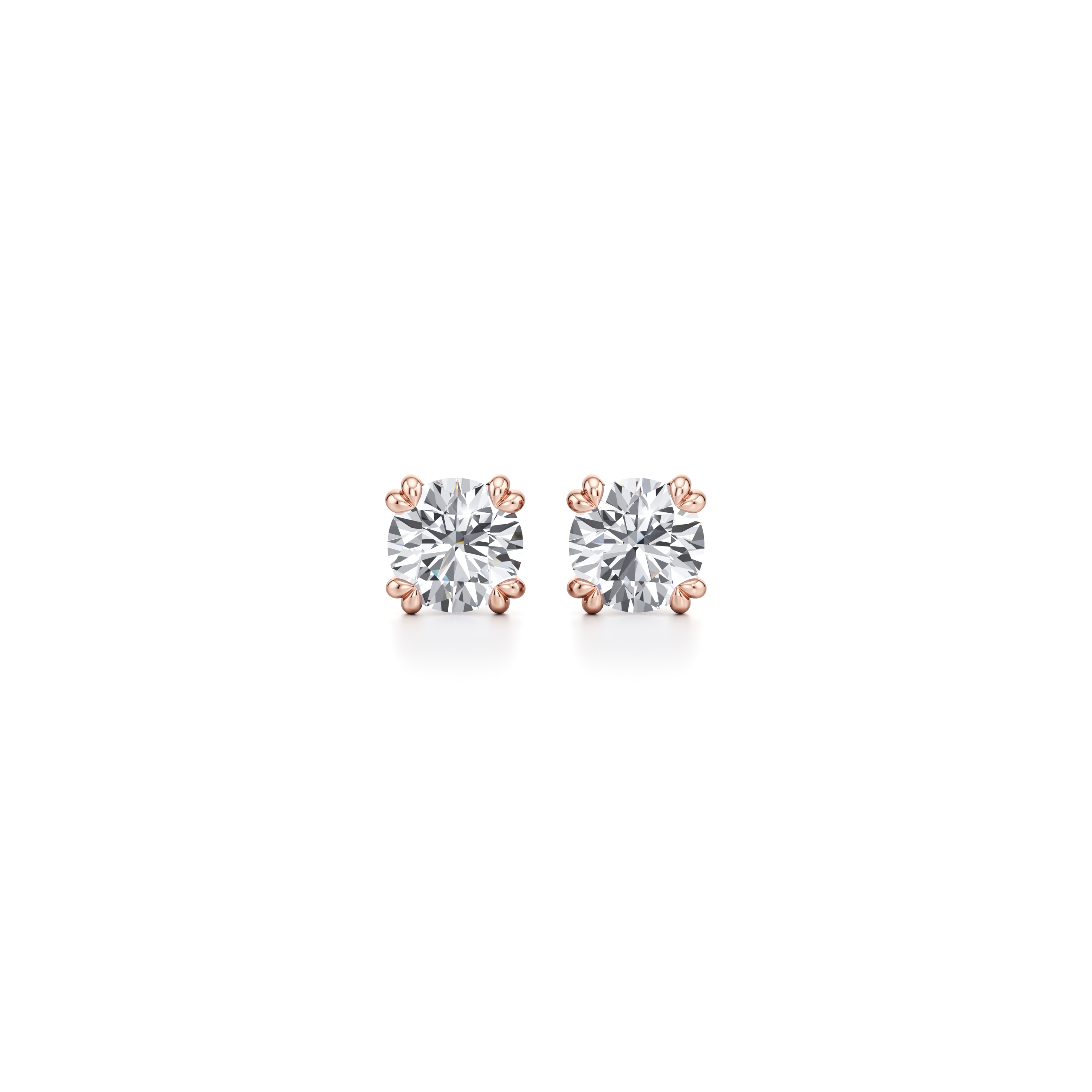 Elle Round Brilliant Lab Diamond Stud Earrings 18k Rose Gold 5 CTW Pair|Precious Metal:18k Rose Gold;Total Carat Weight:5 CTW;