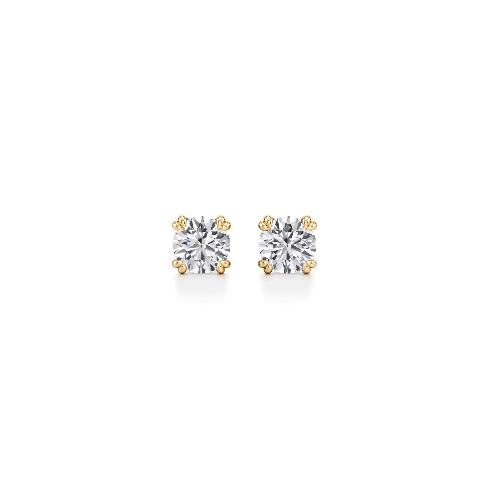 Elle Round Brilliant Lab Diamond Stud Earrings 18k Yellow Gold 3 CTW Pair|Precious Metal:18k Yellow Gold;Total Carat Weight:3 CTW;
