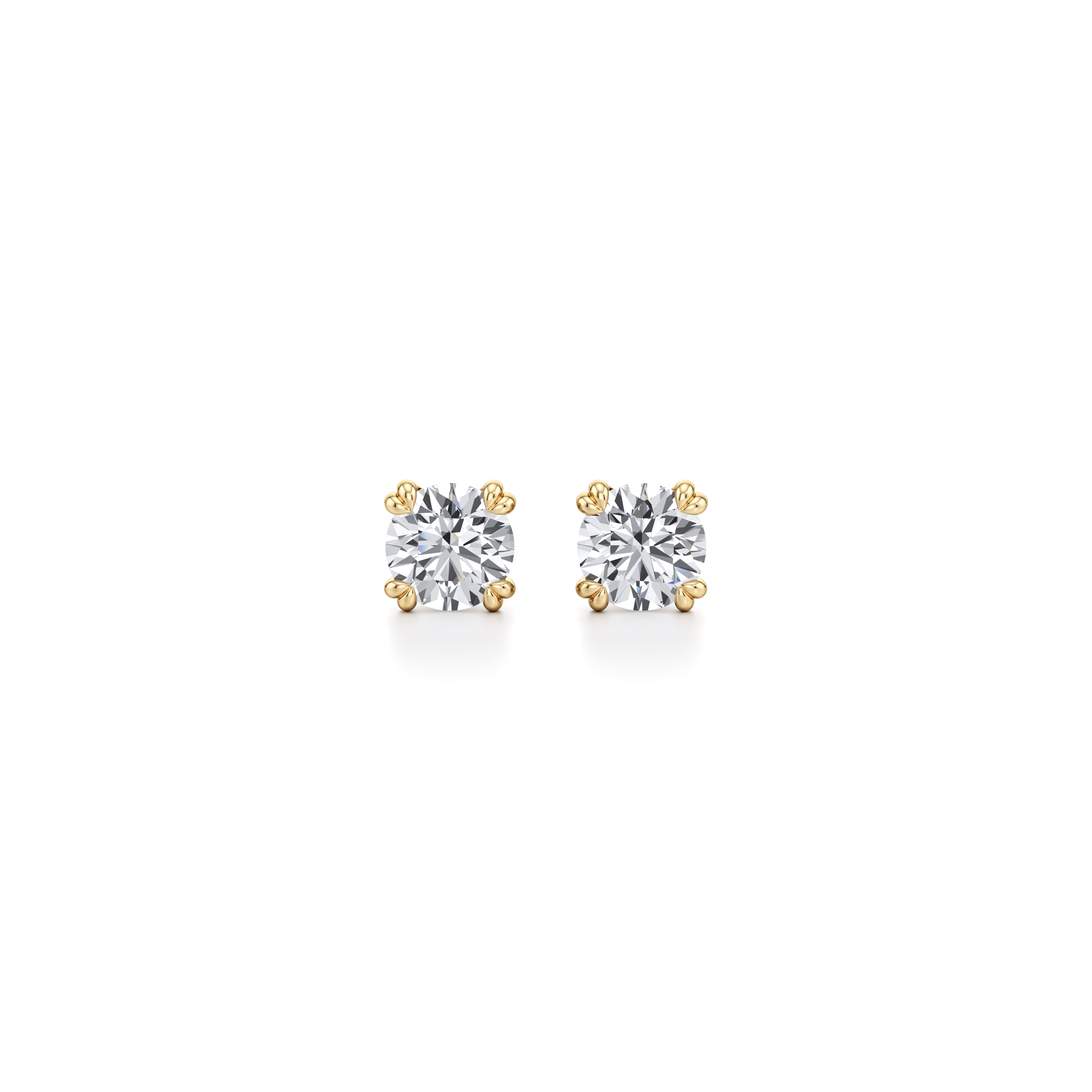 Elle Round Brilliant Lab Diamond Stud Earrings 18k Yellow Gold 3 CTW Pair|Precious Metal:18k Yellow Gold;Total Carat Weight:3 CTW;