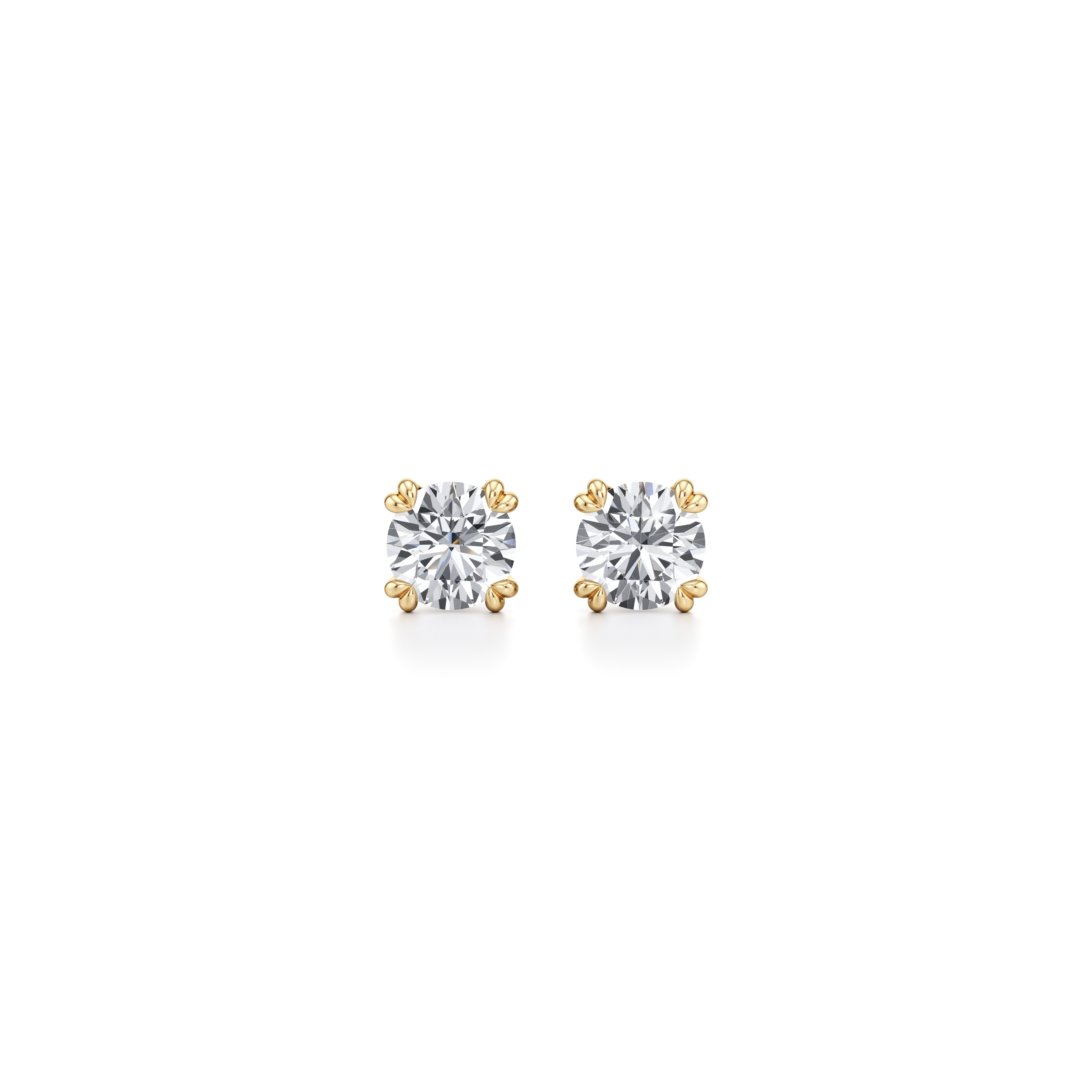 Elle Round Brilliant Lab Diamond Stud Earrings 18k Yellow Gold 4 CTW Pair|Precious Metal:18k Yellow Gold;Total Carat Weight:4 CTW;