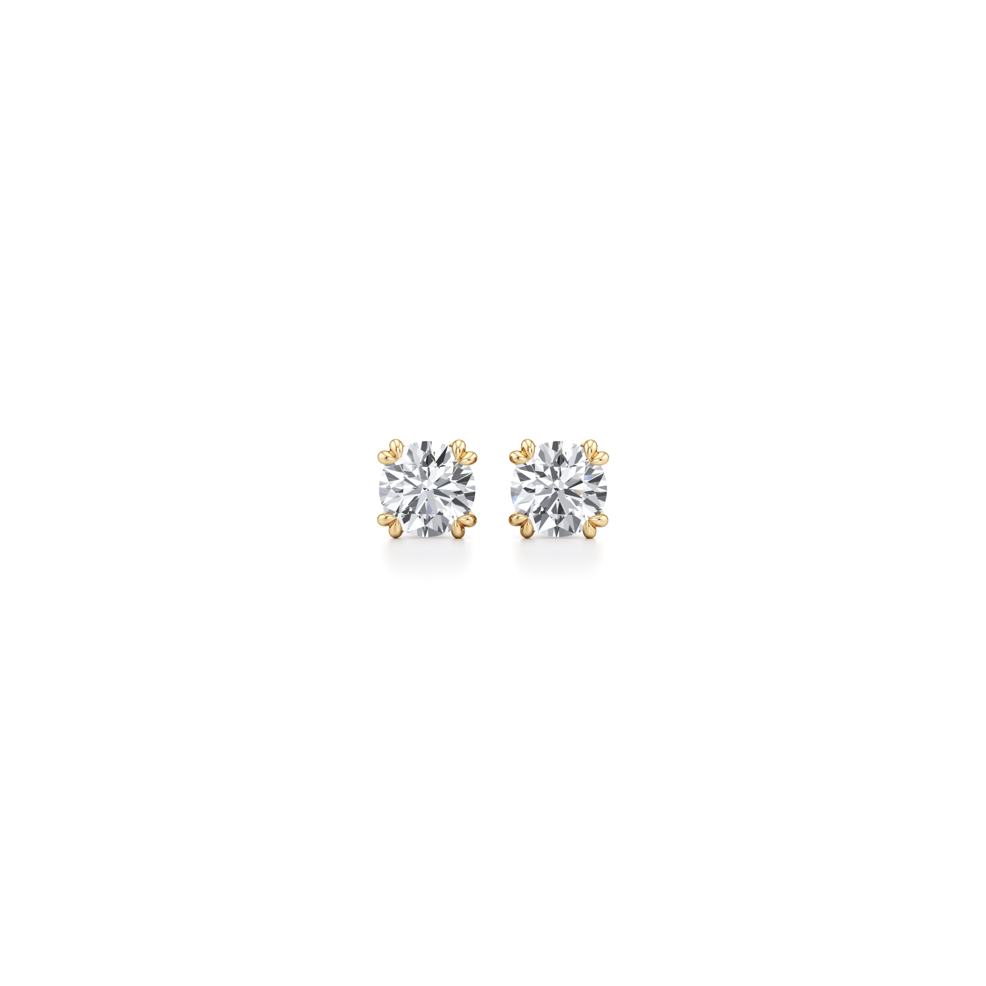 Elle Round Brilliant Lab Diamond Stud Earrings 18k Yellow Gold 1 CTW,2 CTW Pair|Precious Metal:18k Yellow Gold;Total Carat Weight:1 CTW,2 CTW;