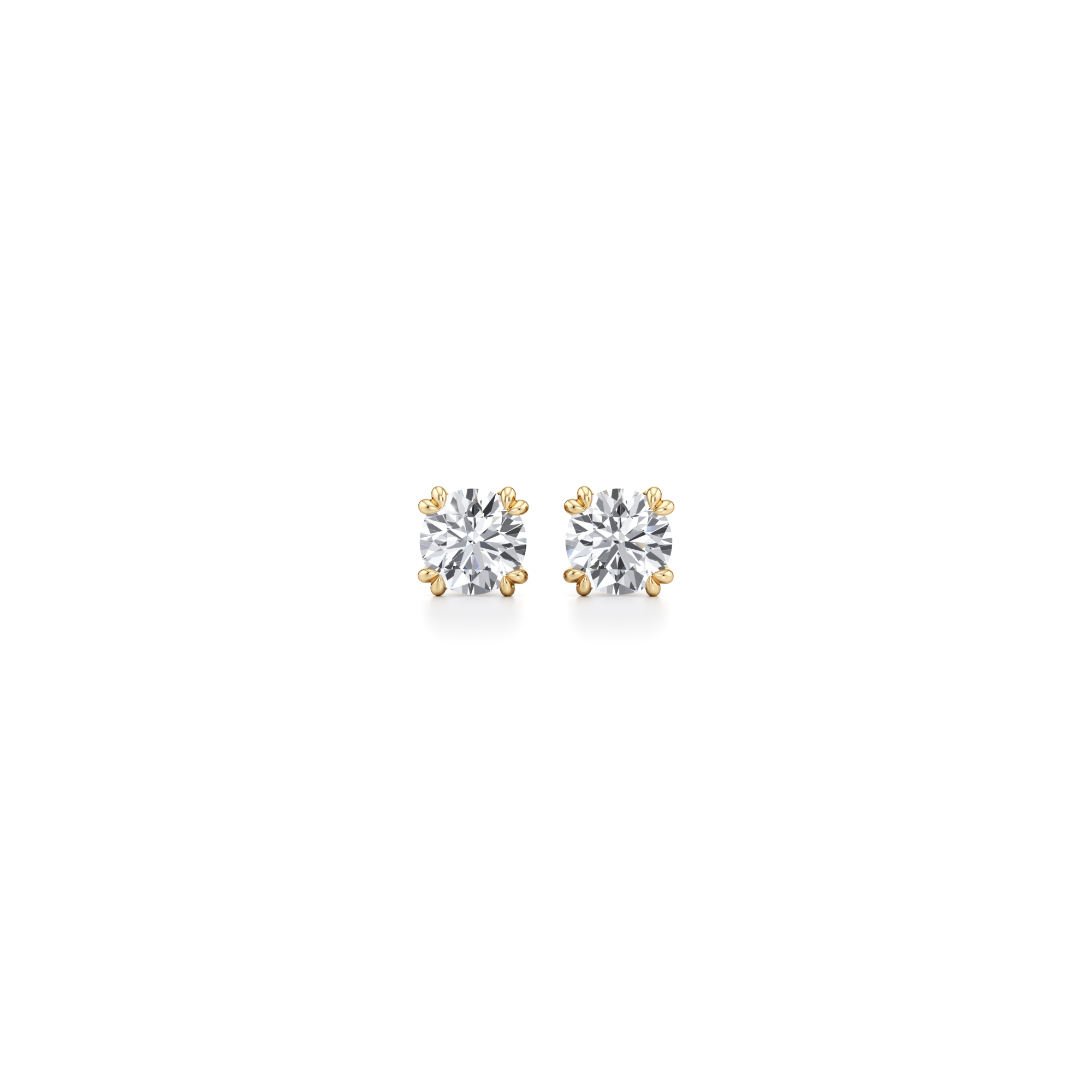 Elle Round Brilliant Lab Diamond Stud Earrings 18k Yellow Gold 1 CTW,2 CTW Pair|Precious Metal:18k Yellow Gold;Total Carat Weight:1 CTW,2 CTW;