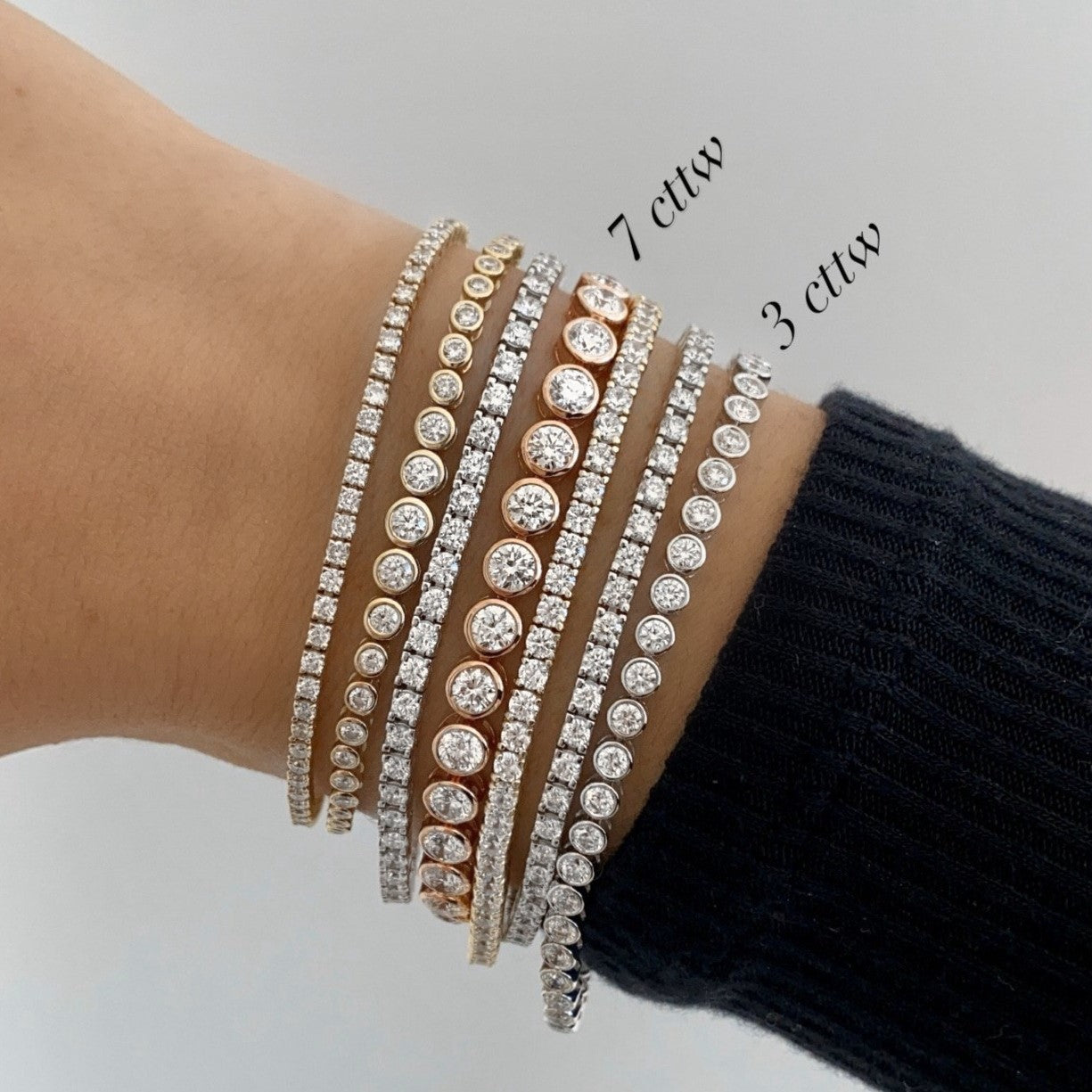 Bezel Set d Tennis Bracelet
