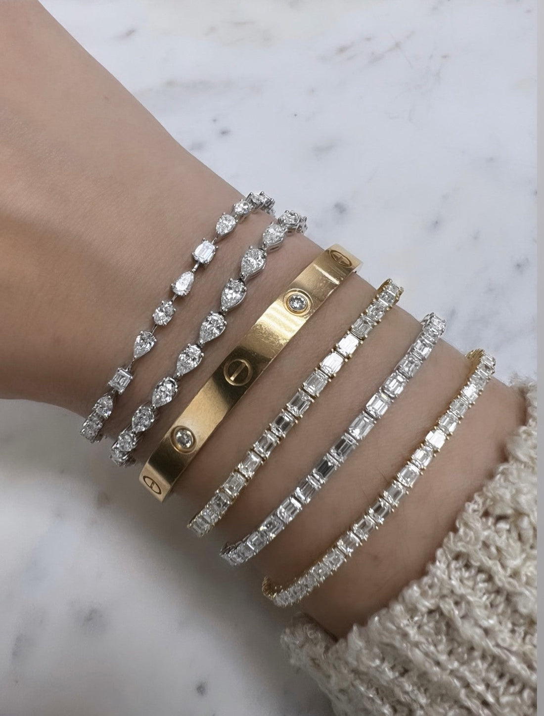 East-West Emerald Cut Tennis Bracelet