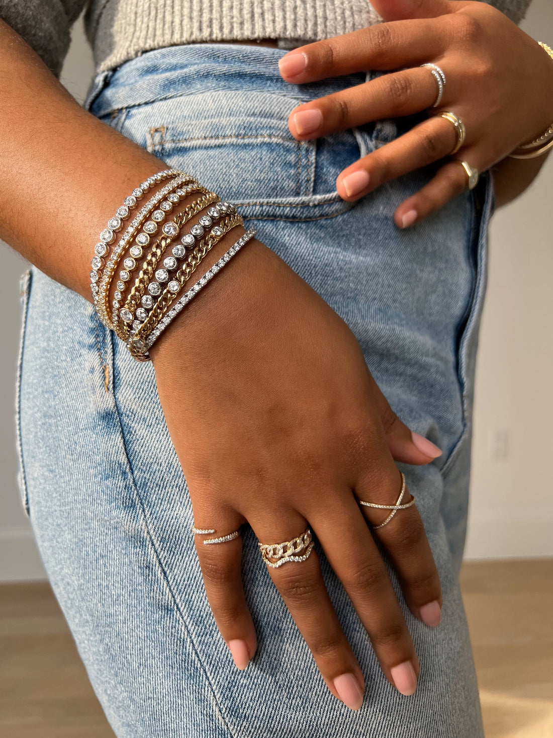 Bezel Set d Tennis Bracelet