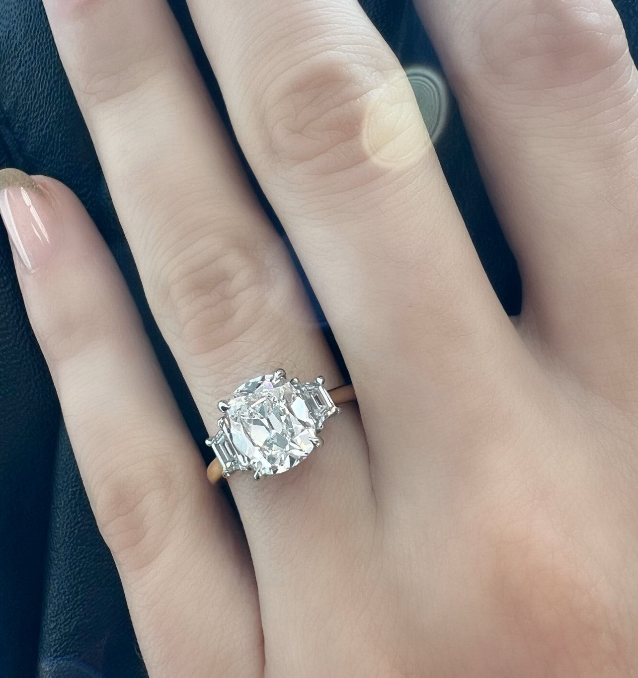 2.50 Carat Antique Cushion Cut Diamond Engagement Ring