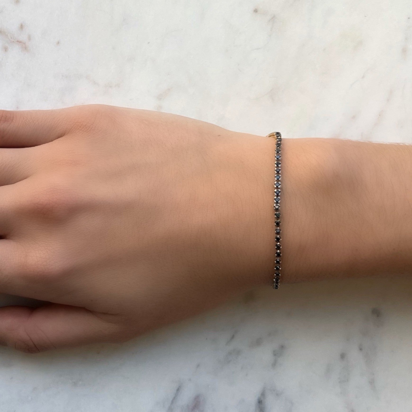 Mini Black Diamond Tennis Chain Bracelet