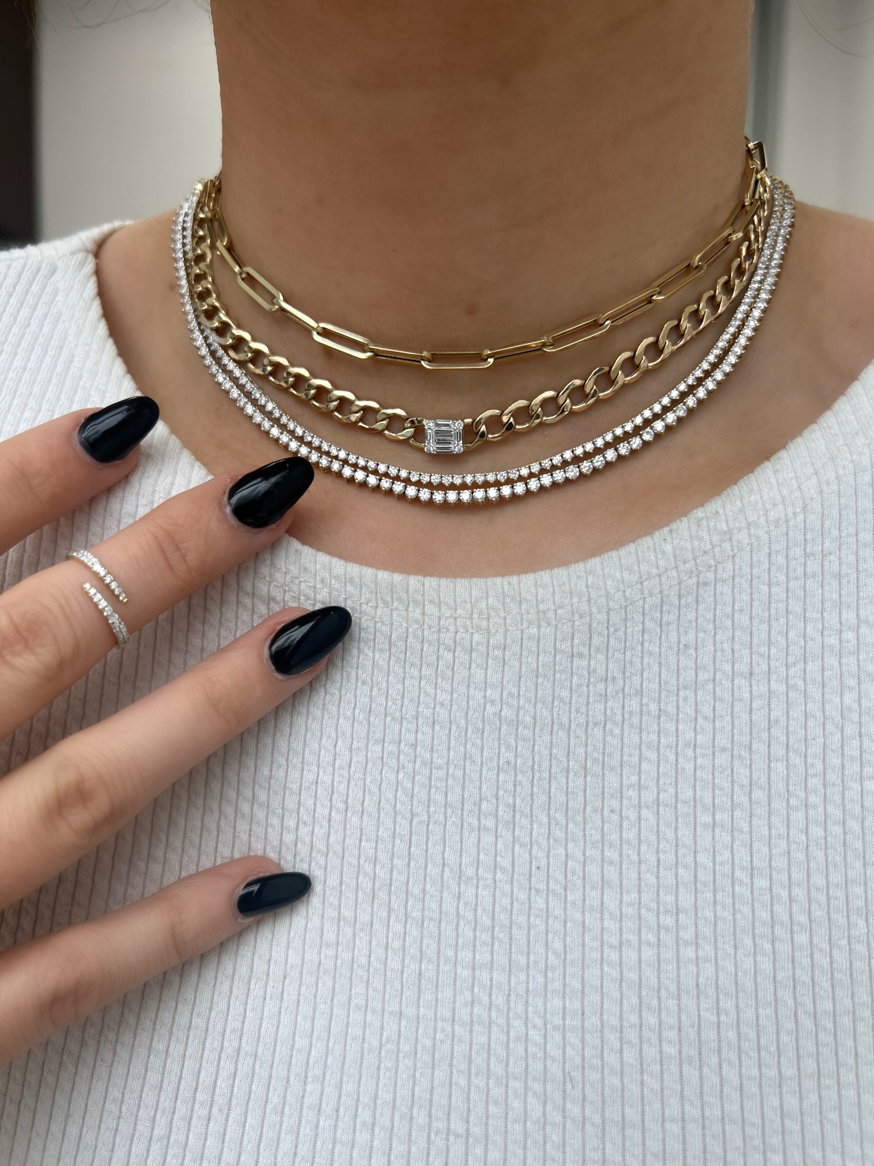 3-Prong Diamond Tennis Necklace