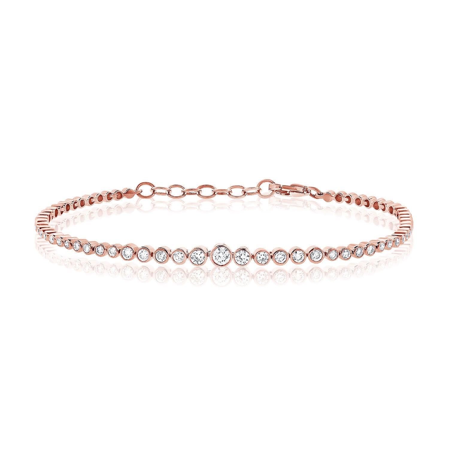 Bezel Set Graduated Natural Diamond Tennis Bracelet
