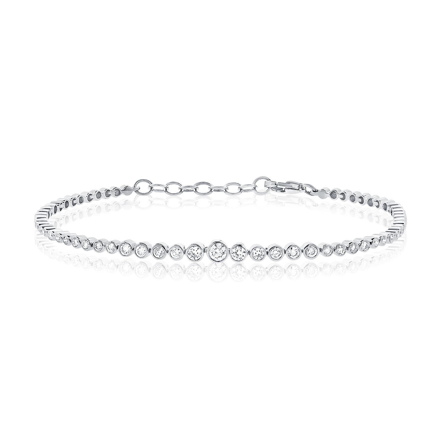 Bezel Set Graduated Natural Diamond Tennis Bracelet