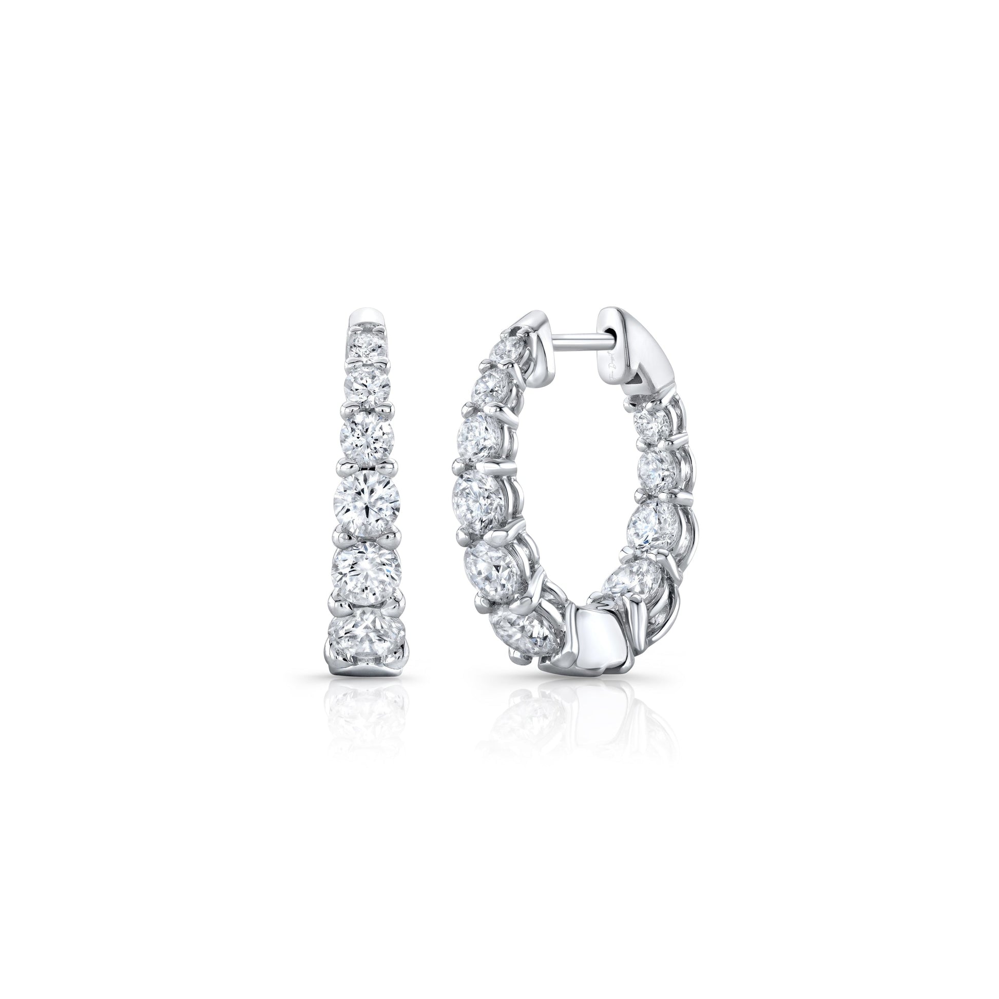 Gwen Oval Lab Diamond Graduated Hoop Earrings 18k White Gold 20mm Pair|Precious Metal:18k White Gold;Height:20mm;