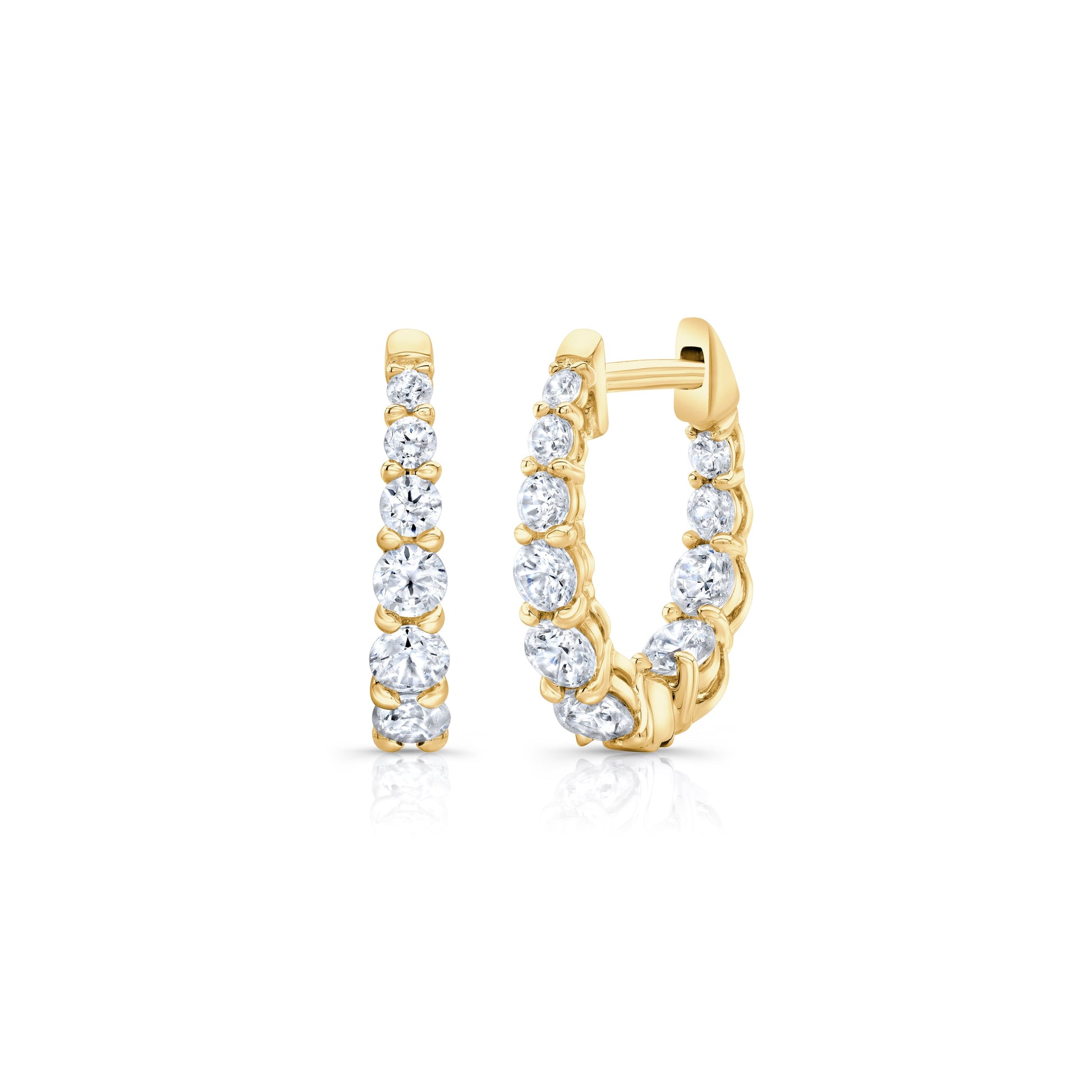 Gwen Round Brilliant Lab Diamond Graduated Huggies 18k Yellow Gold  Pair|Precious Metal:18k Yellow Gold