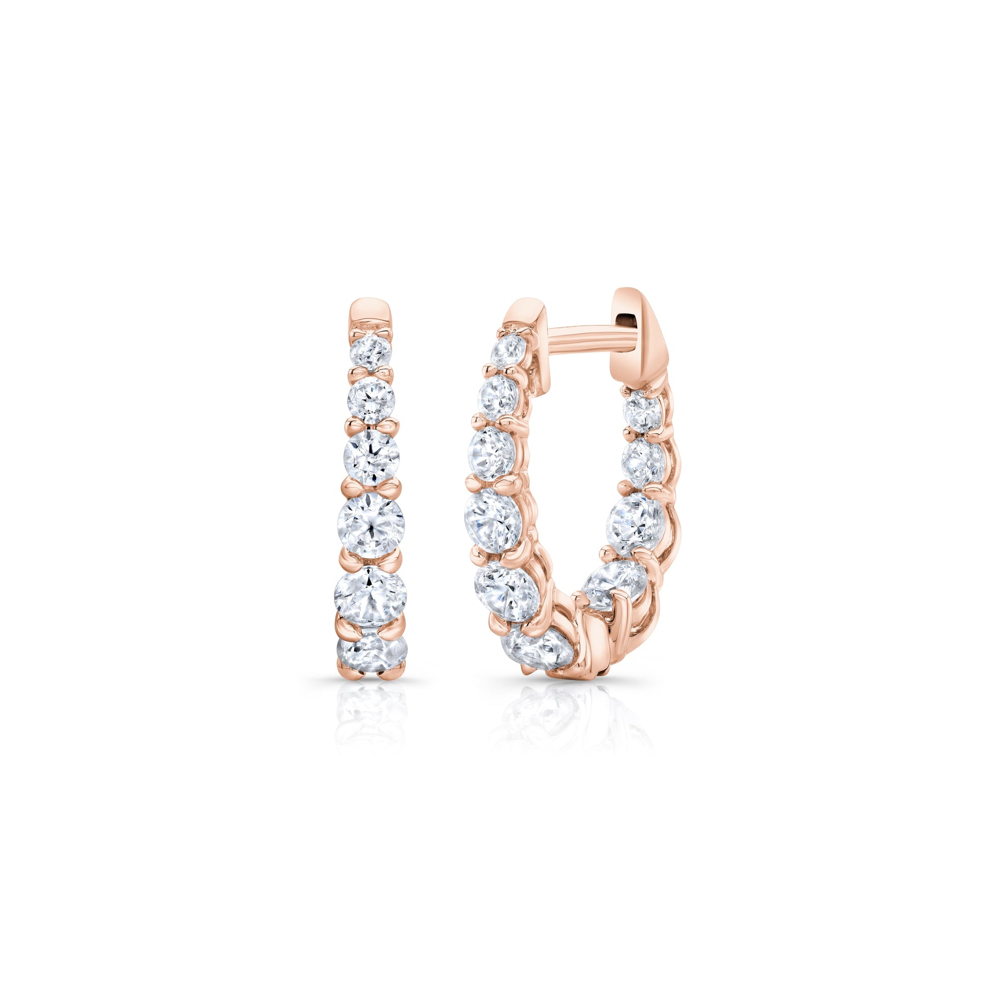 Gwen Round Brilliant Lab Diamond Graduated Huggies 18k Rose Gold  Pair|Precious Metal:18k Rose Gold