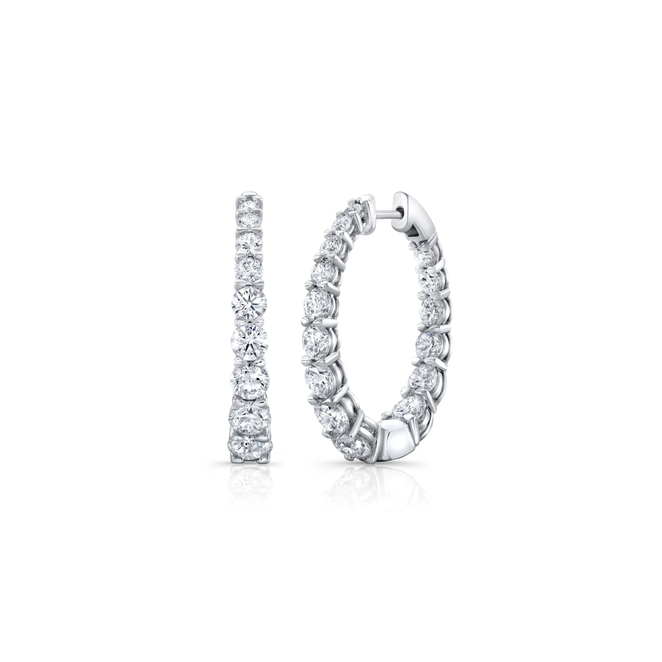 Gwen Oval Lab Diamond Graduated Hoop Earrings Platinum 35mm,45mm Pair|Precious Metal:Platinum;Height:35mm,45mm;