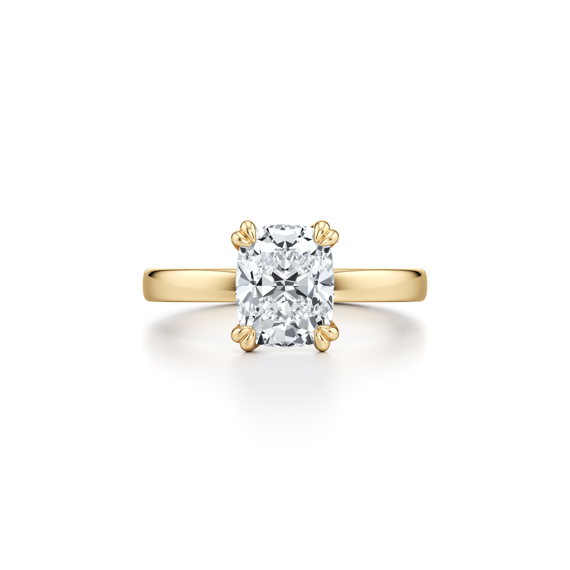 Precious Metal:18k Yellow Gold;Cut Shape:Cushion