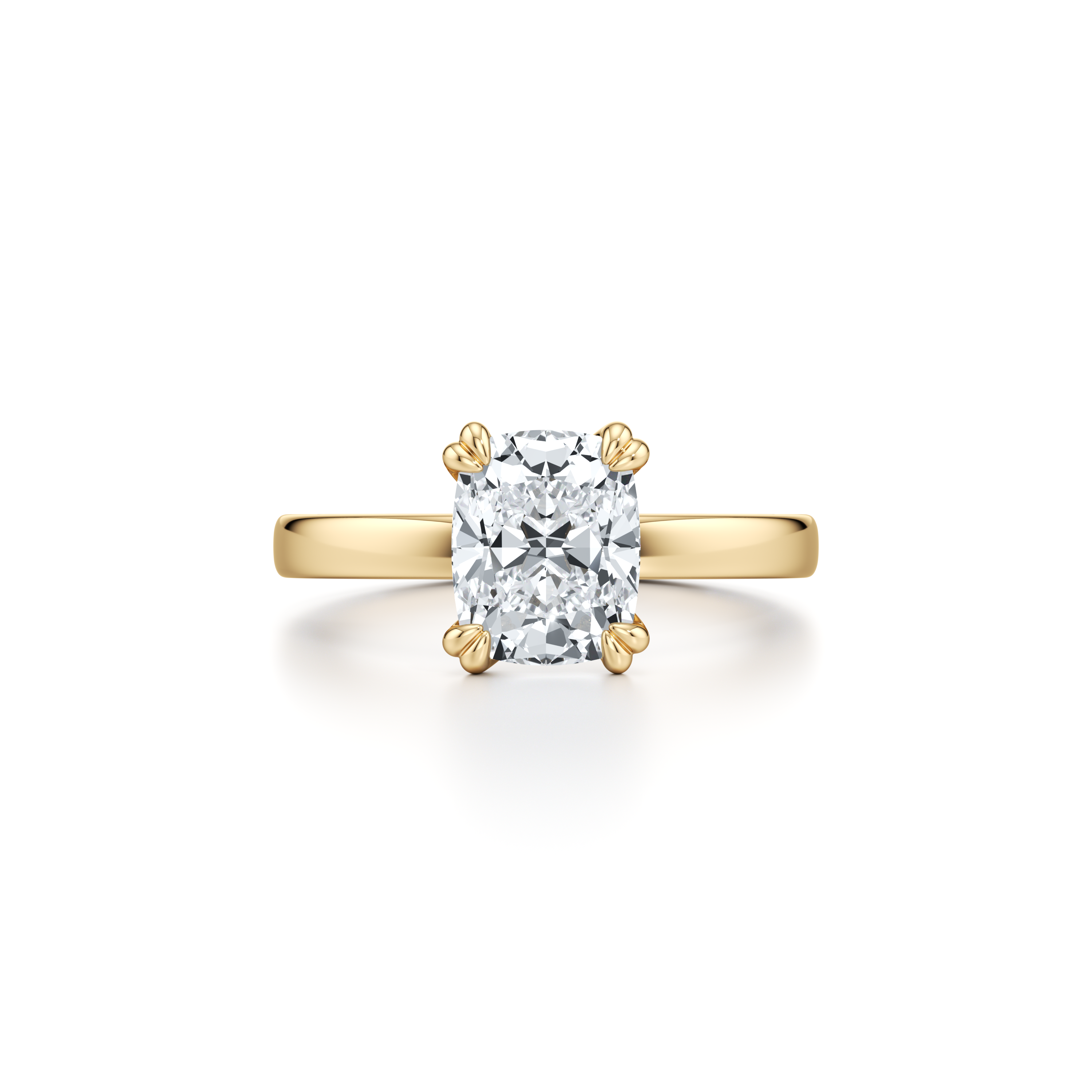 Precious Metal:18k Yellow Gold;Cut Shape:Cushion