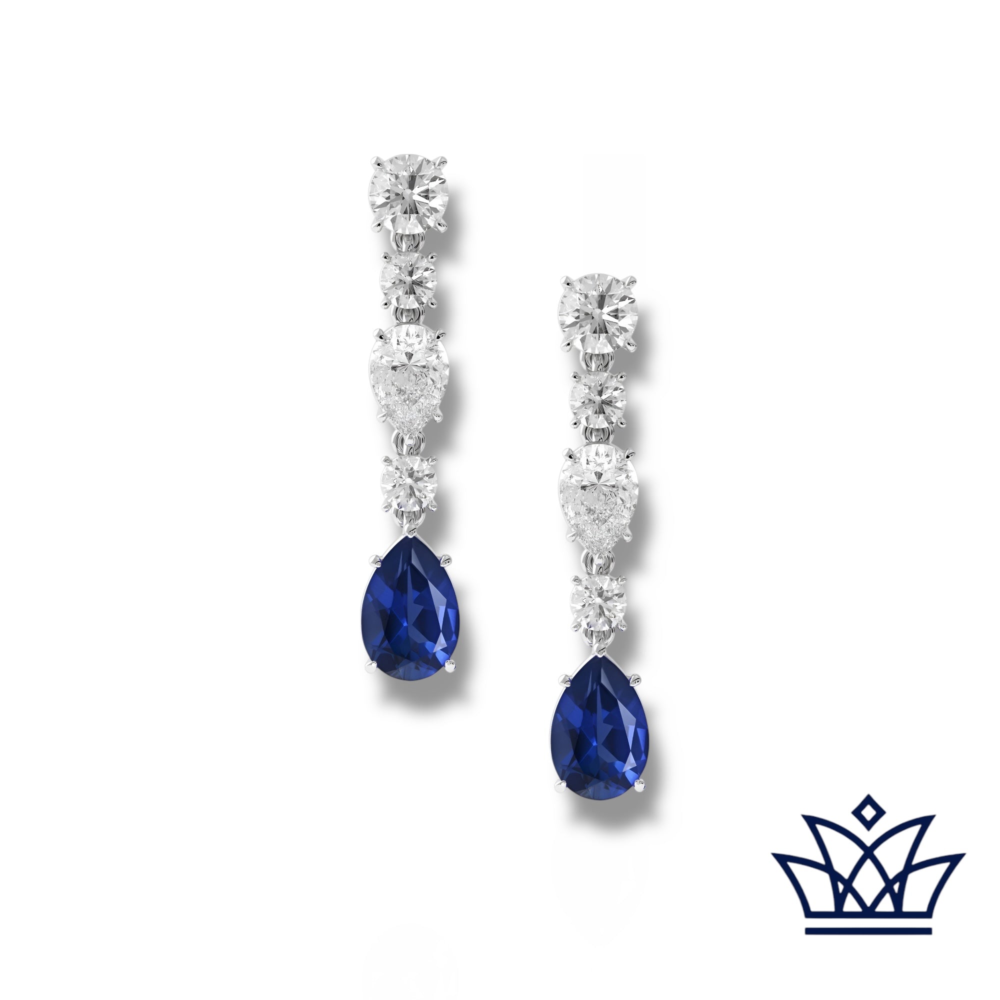 Diamond and Sapphire Drop Earrings