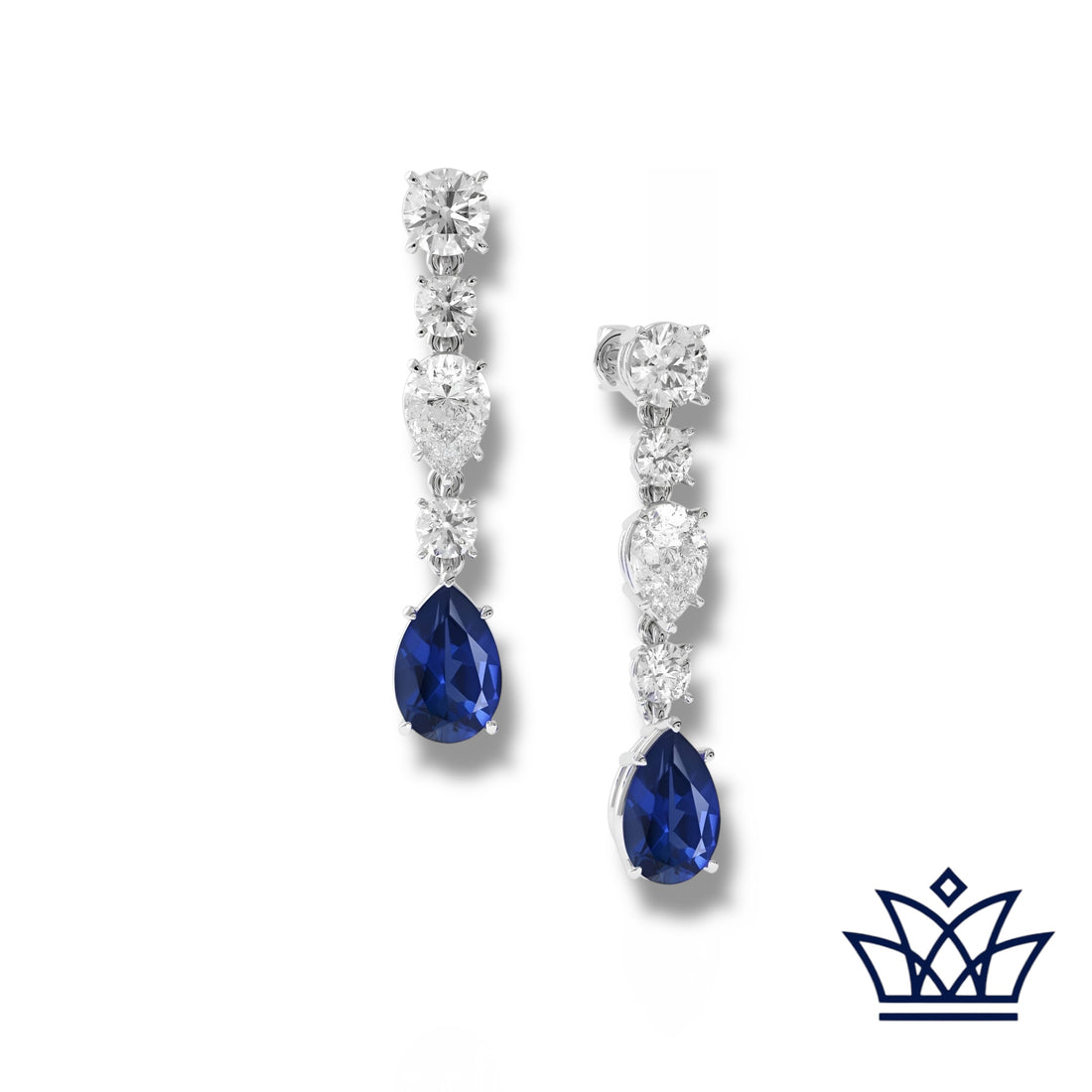 Diamond and Sapphire Drop Earrings