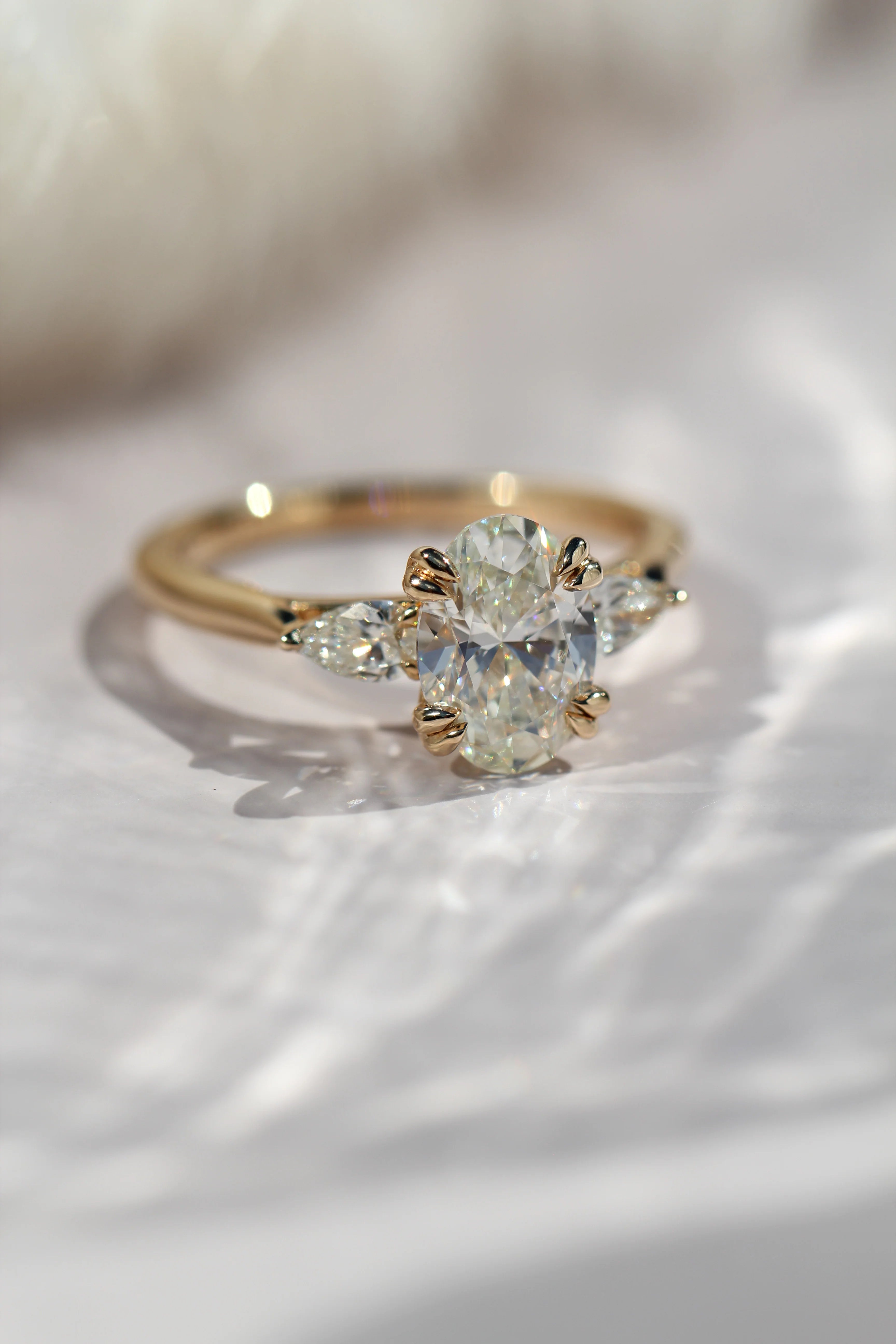 Celeste Three-Stone Oval Diamond Ring