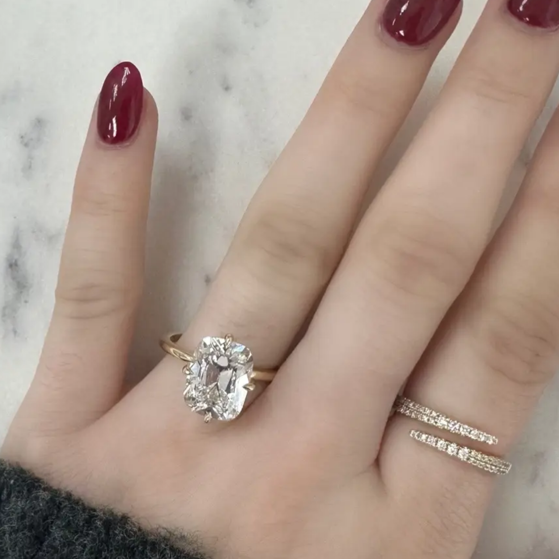 4.00 Carat Antique Cushion Cut Diamond Engagement Ring