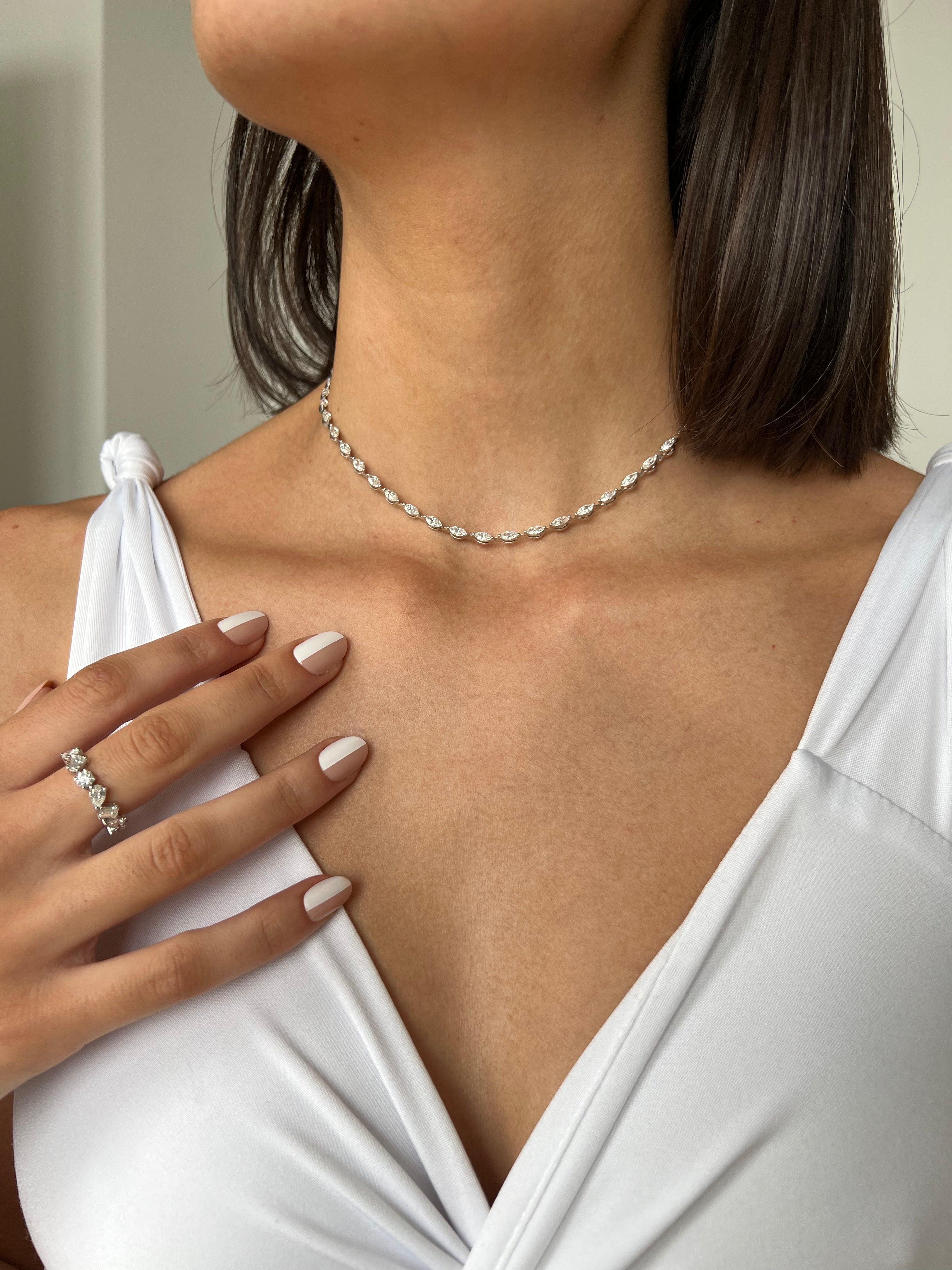 Marquise Cut Diamond Tennis Necklace