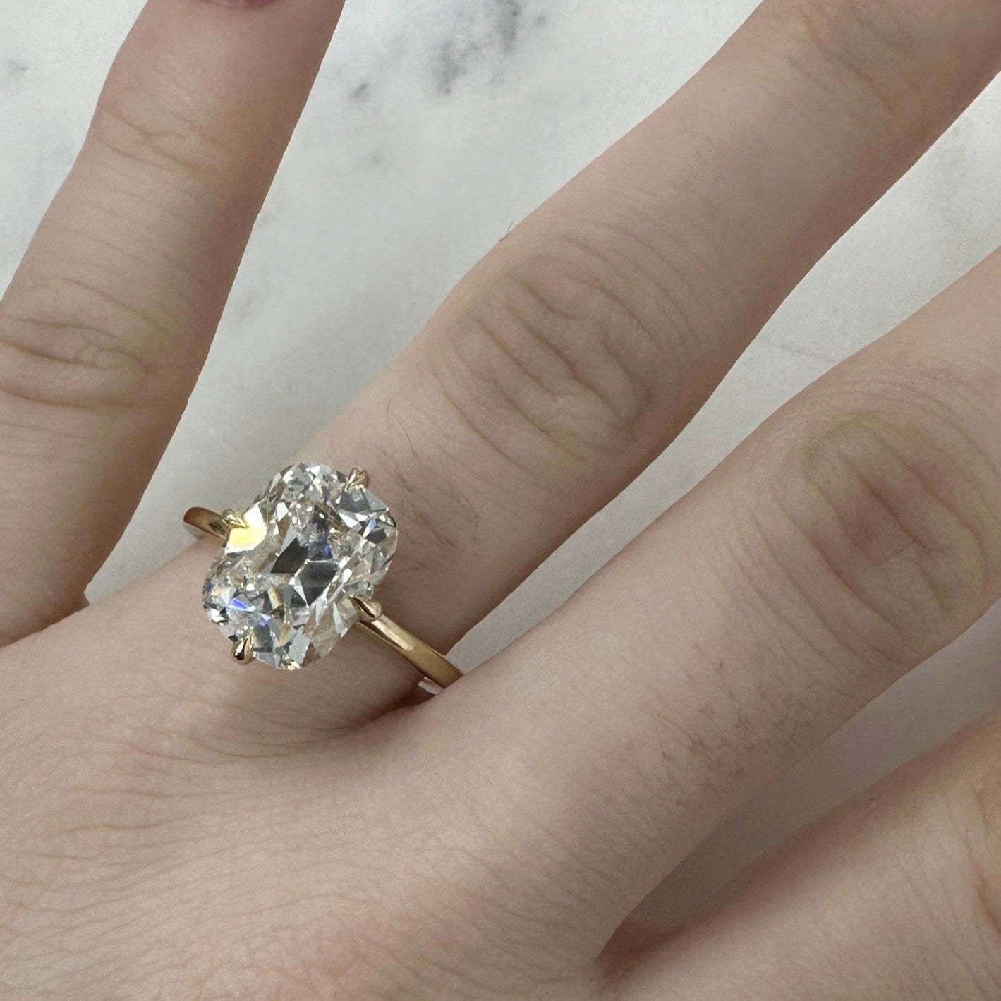 3.50 Carat Antique Cushion Cut Diamond Engagement Ring